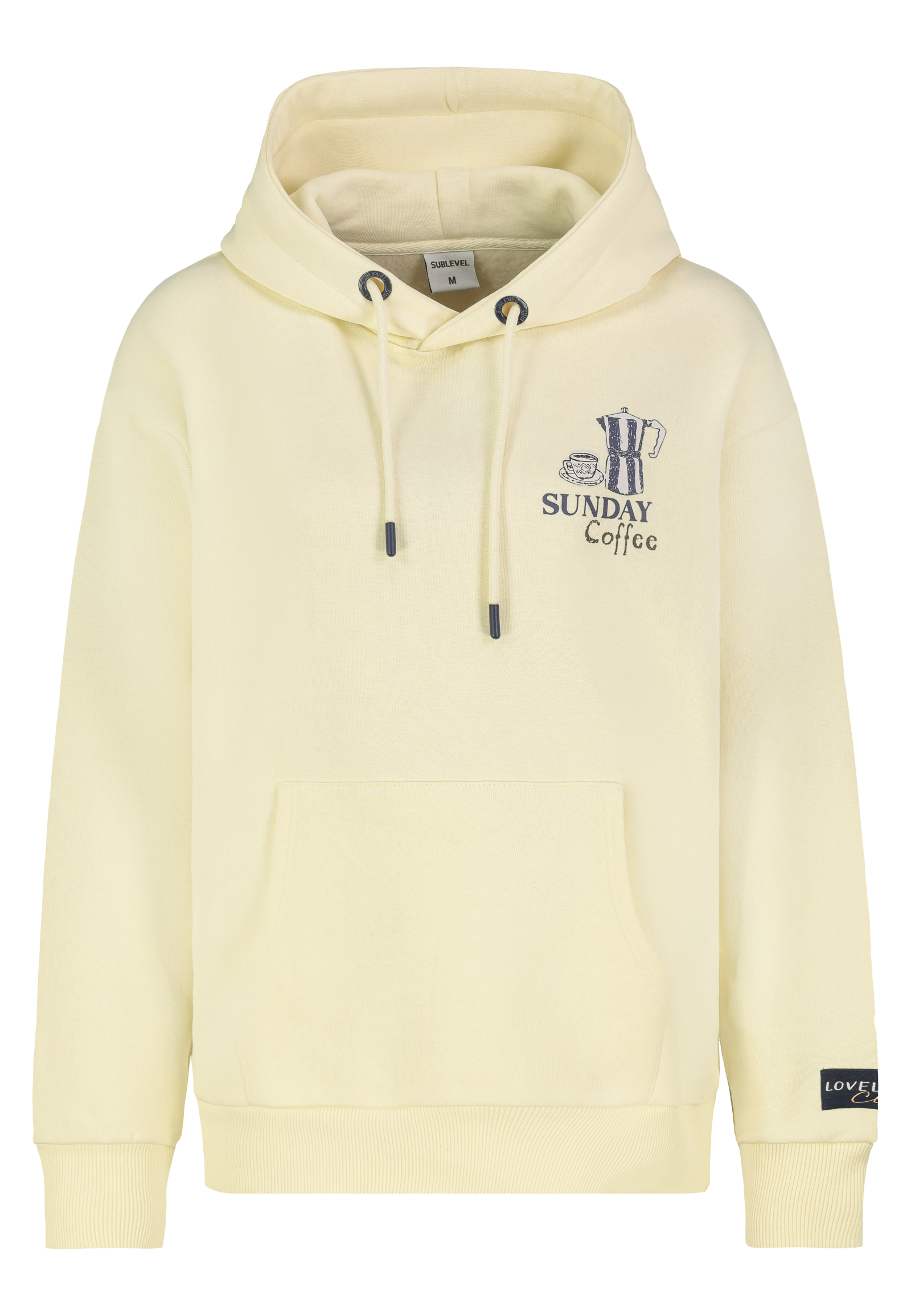 D10600BI02654F_10200_V.jpg Kapuzenpullover Kaffee-Print Kängurutasche Relaxed Fit
