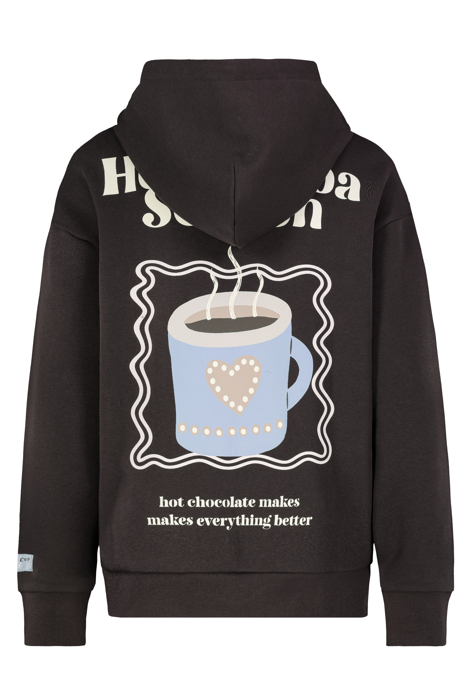 D10600BI02654F_21400_H.jpg Kapuzenpullover Kaffee-Print Kängurutasche Relaxed Fit