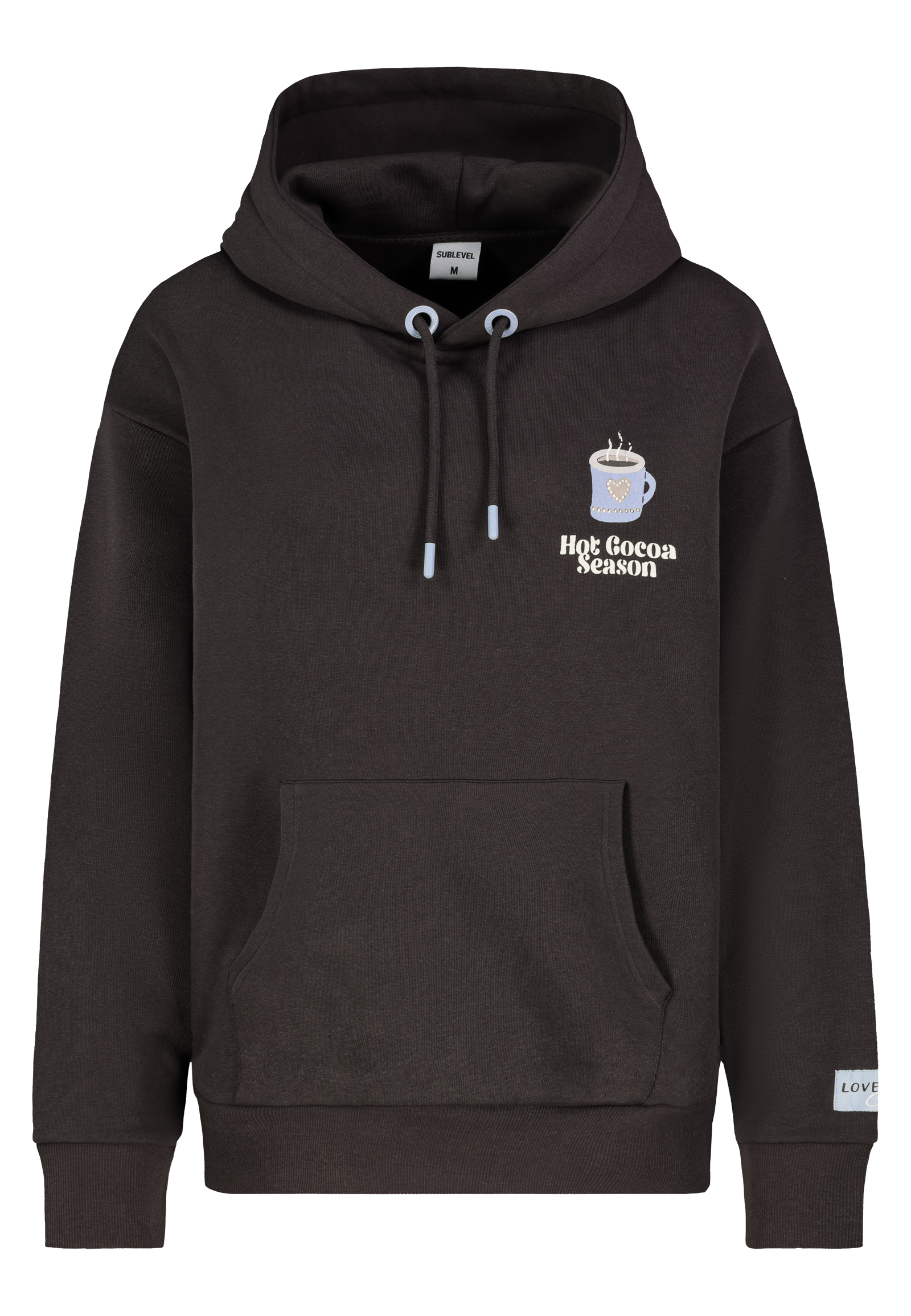 D10600BI02654F_21400_V.jpg Kapuzenpullover Kaffee-Print Kängurutasche Relaxed Fit