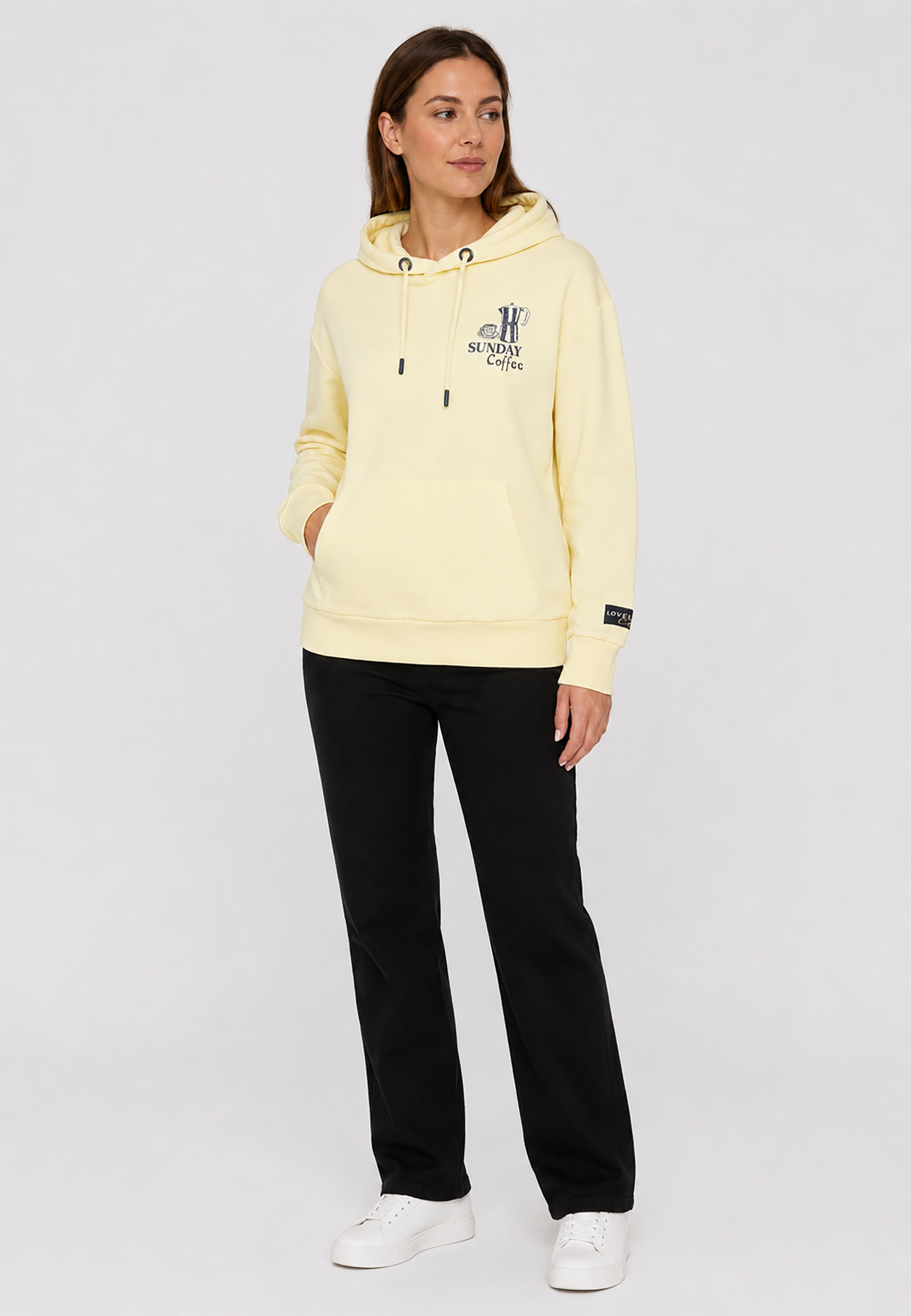 Kapuzenpullover Kaffee-Print Kängurutasche Relaxed Fit Kapuzenpullover Kaffee-Print Kängurutasche Relaxed Fit
