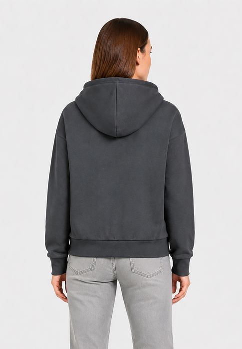 Sublevel Sublevel Kapuzensweatjacke Reißverschluss Rippbündchen Unifarben – Dunkelgrau, Bild 7