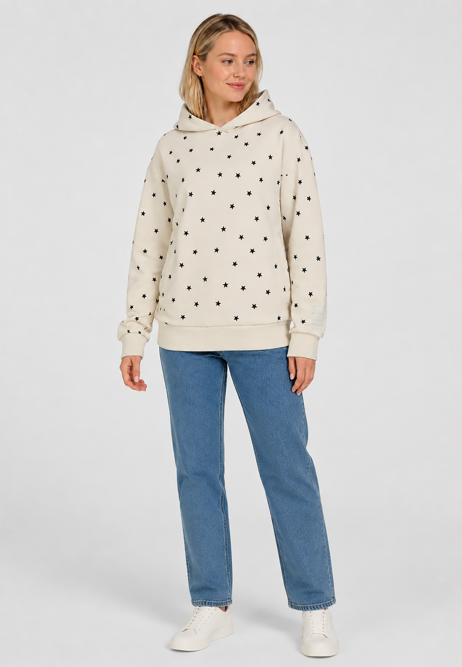 Kapuzenpullover Kängurutasche Bestickt Rippbündchen Kapuzenpullover Kängurutasche Bestickt Rippbündchen