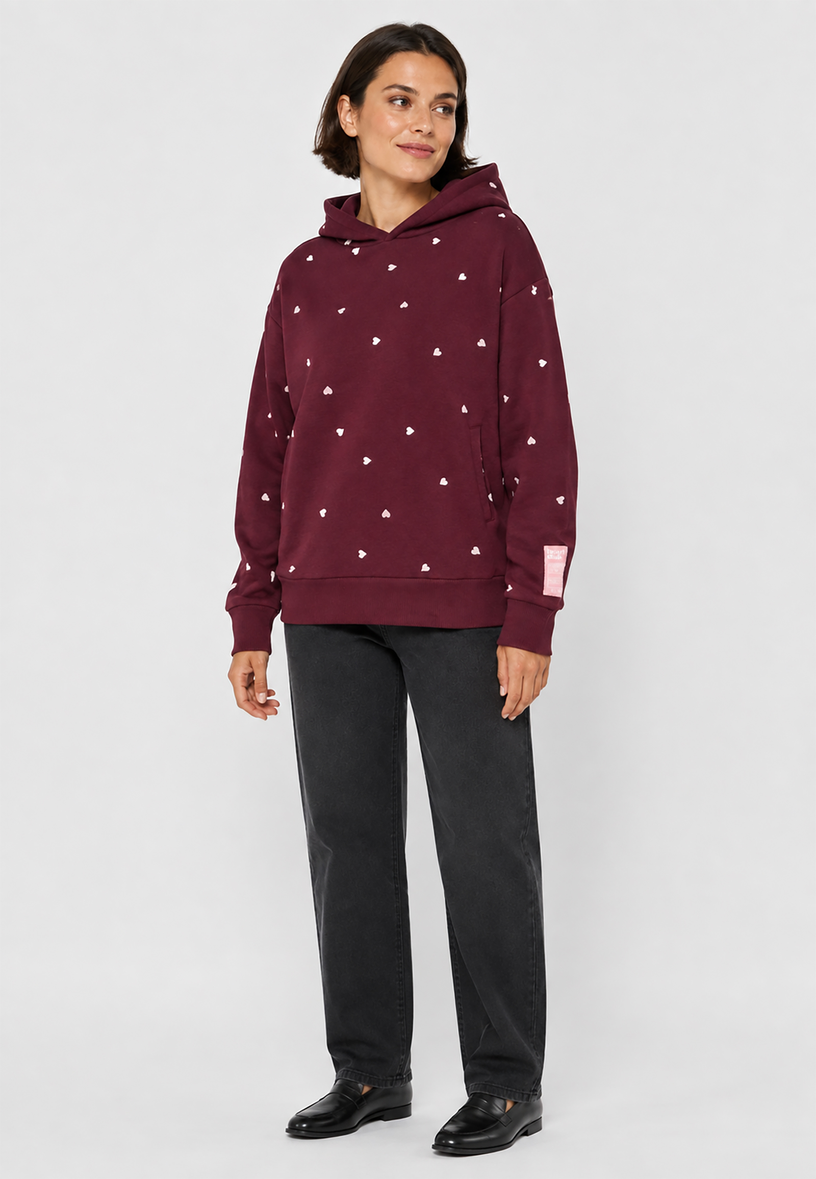 Kapuzenpullover Kängurutasche Bestickt Rippbündchen Kapuzenpullover Kängurutasche Bestickt Rippbündchen