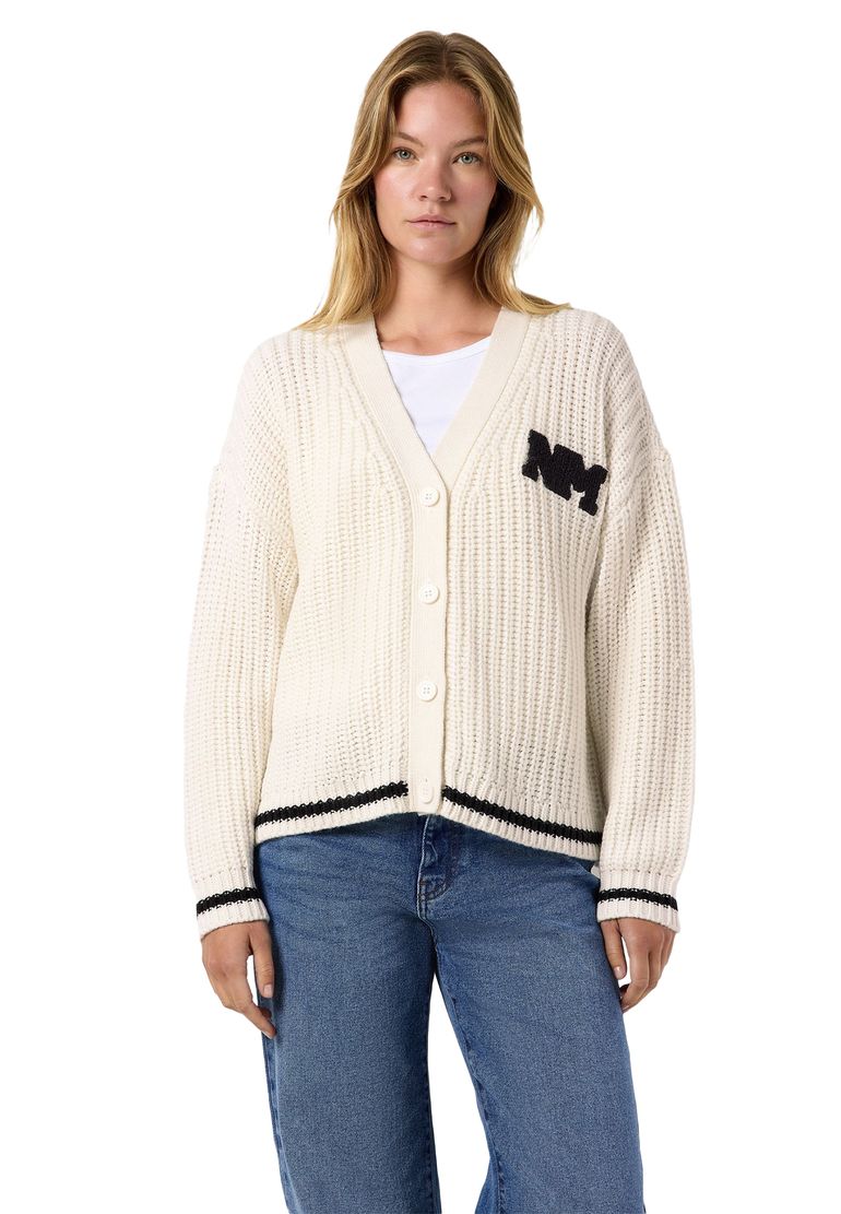 Noisy May Modische Strickjacke Knopfleiste V-Ausschnitt Langarm – Weiß, Bild 2