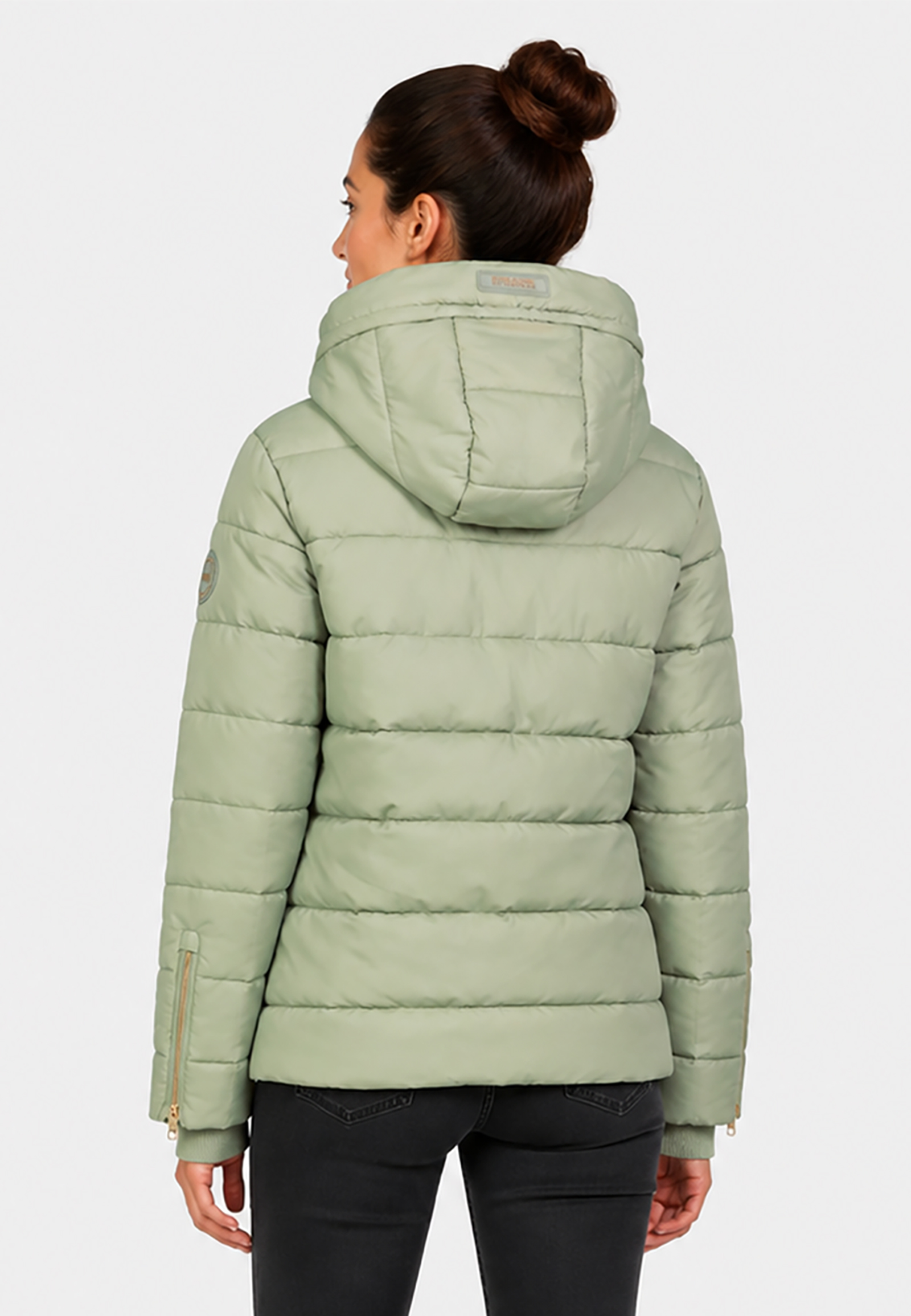 Hochwertige Steppjacke Kapuze Reißverschlussdetails Hochwertige Steppjacke Kapuze Reißverschlussdetails