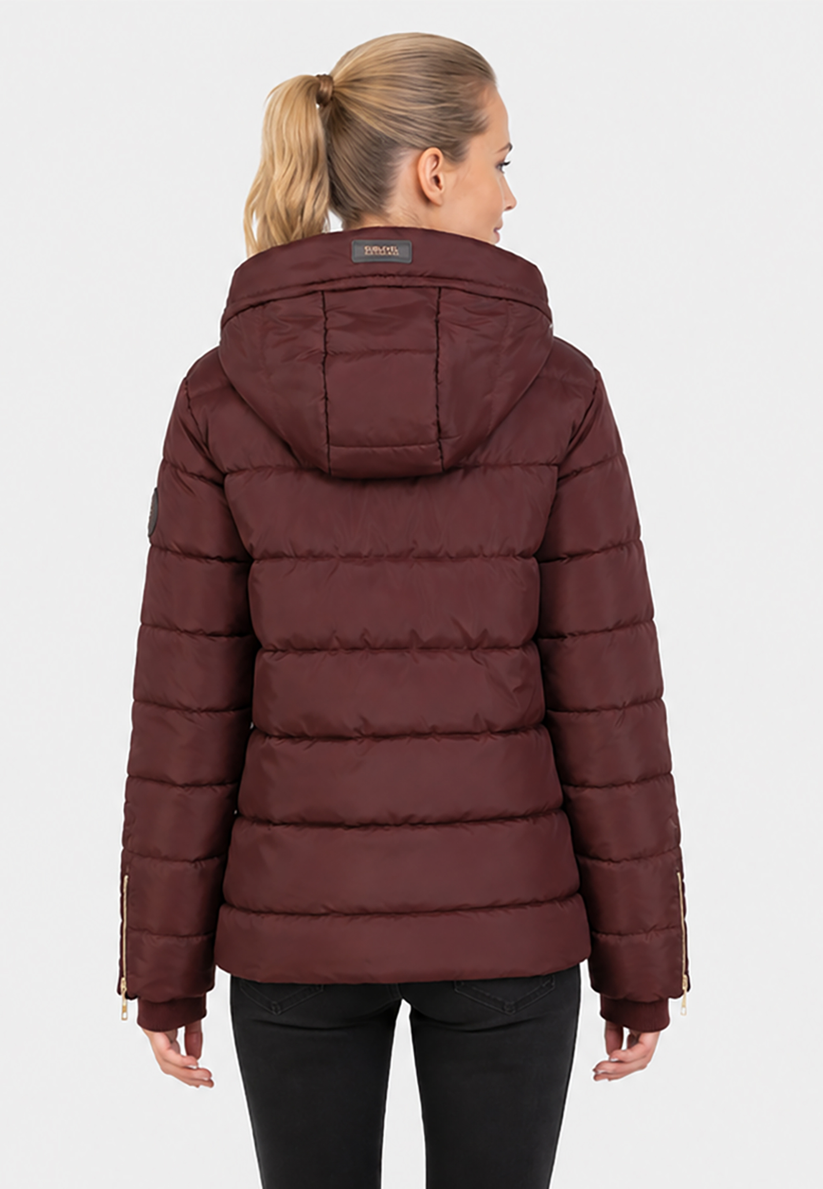 Hochwertige Steppjacke Kapuze Reißverschlussdetails Hochwertige Steppjacke Kapuze Reißverschlussdetails
