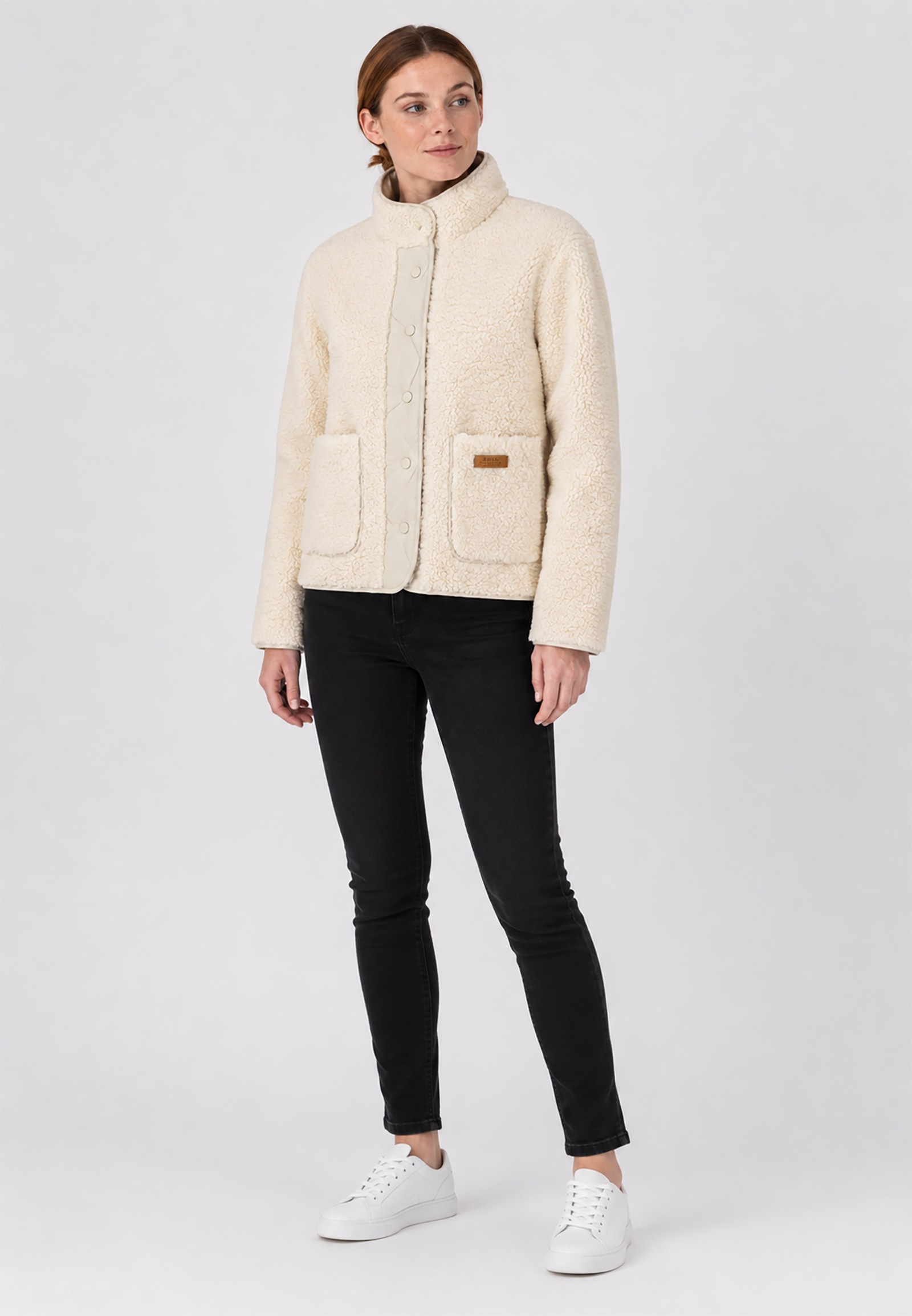 Teddyjacke Stehkragen Knopfleiste Modisches Design Teddyjacke Stehkragen Knopfleiste Modisches Design