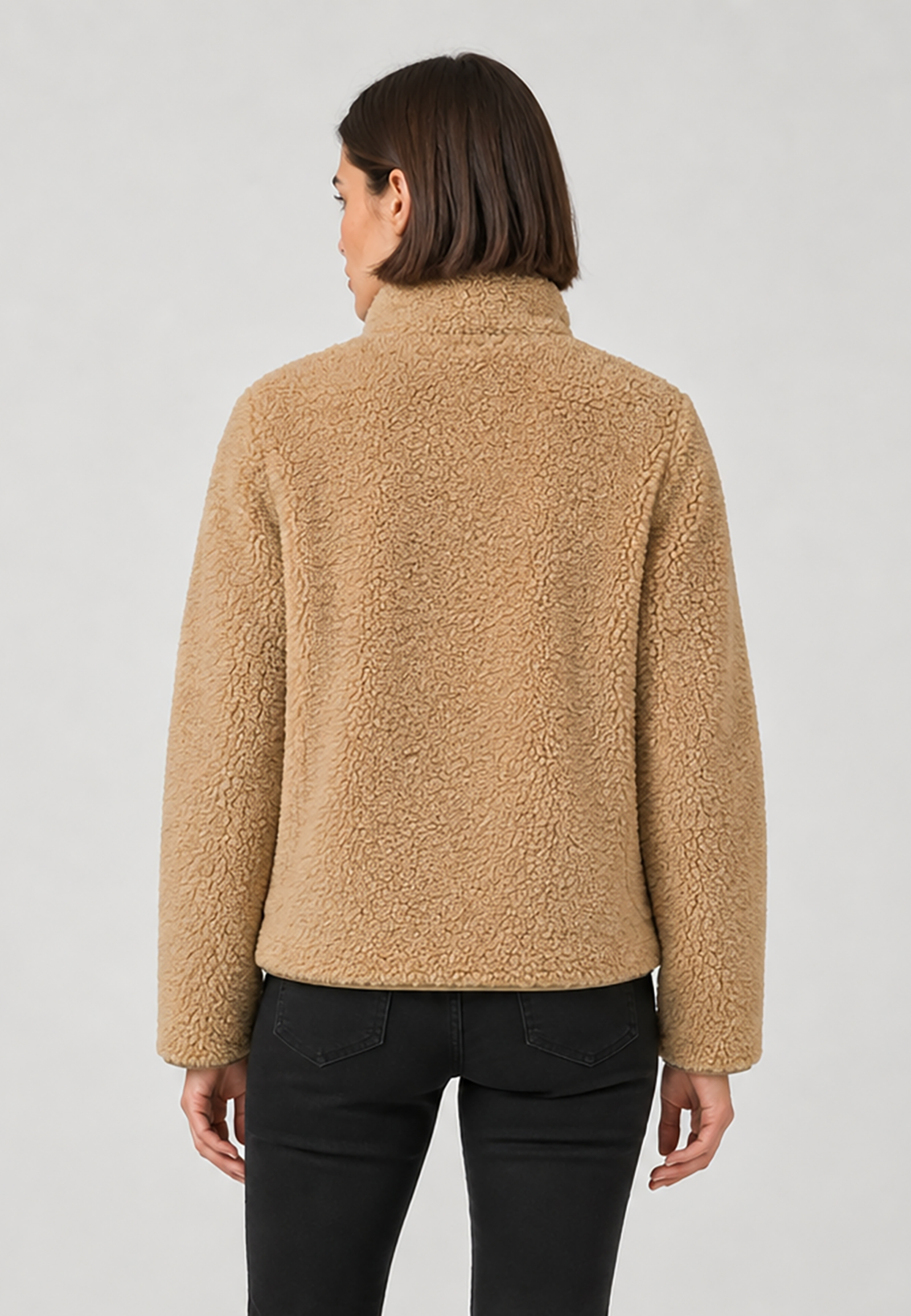 Teddyjacke Stehkragen Knopfleiste Modisches Design Teddyjacke Stehkragen Knopfleiste Modisches Design
