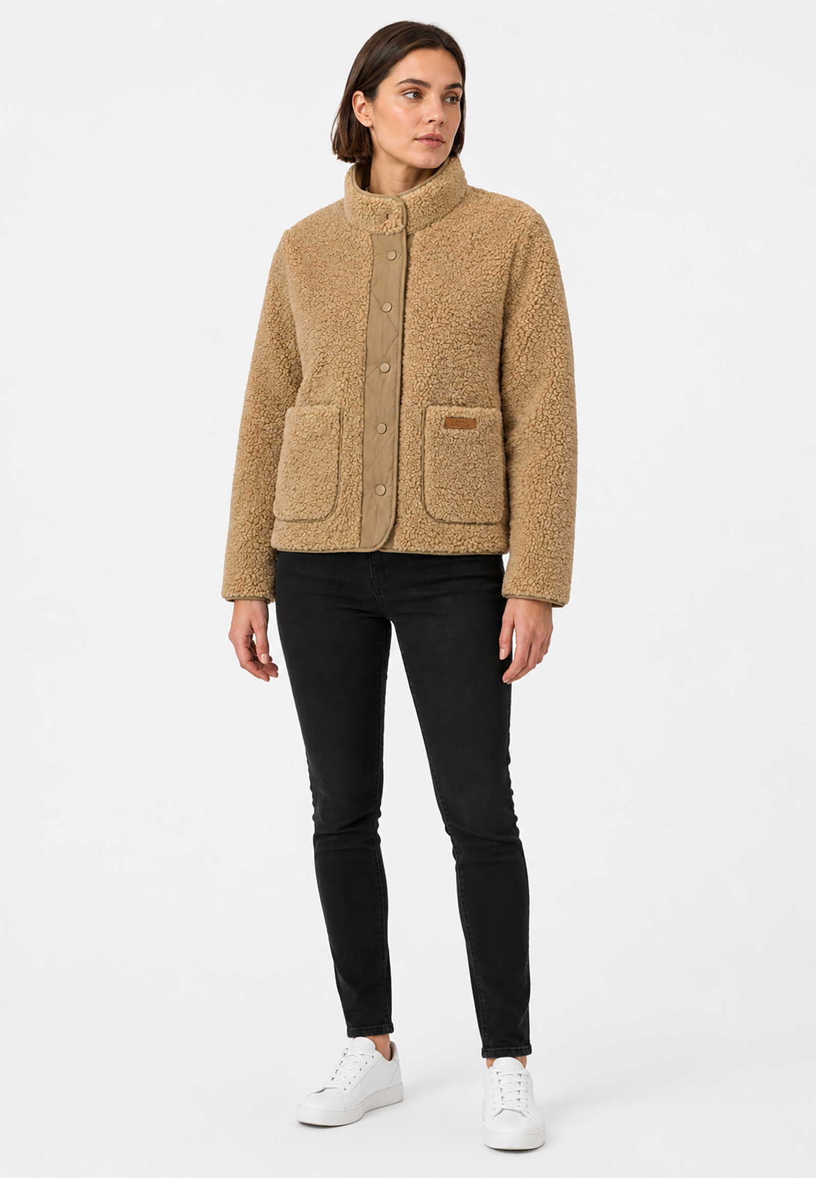 Teddyjacke Stehkragen Knopfleiste Modisches Design Teddyjacke Stehkragen Knopfleiste Modisches Design