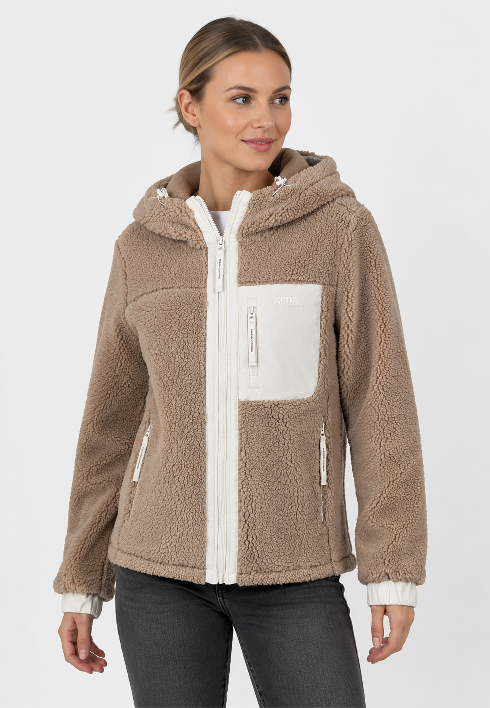 Teddyjacke Reißverschlusstaschen Kapuze Teddyjacke Reißverschlusstaschen Kapuze