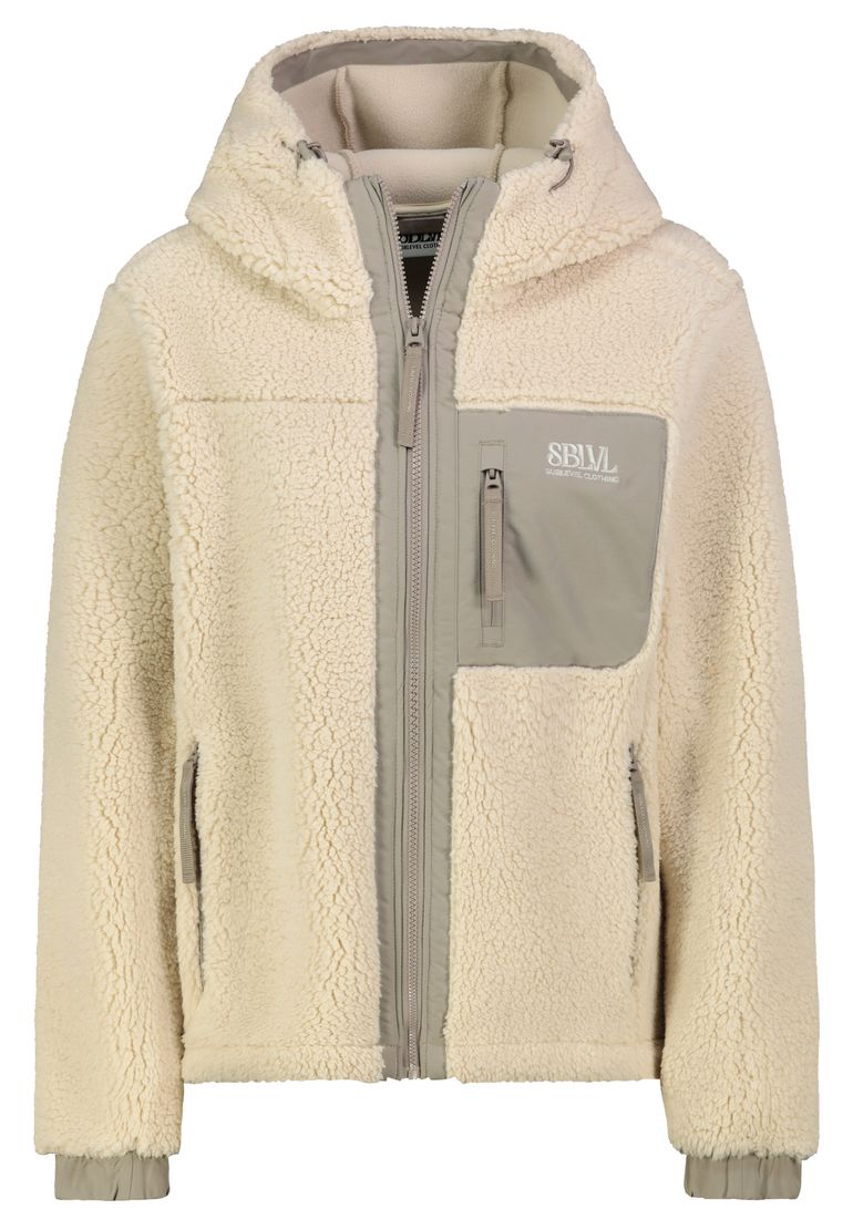 Sublevel Sublevel Teddyjacke Reißverschlusstaschen Kapuze – Beige, Bild 1