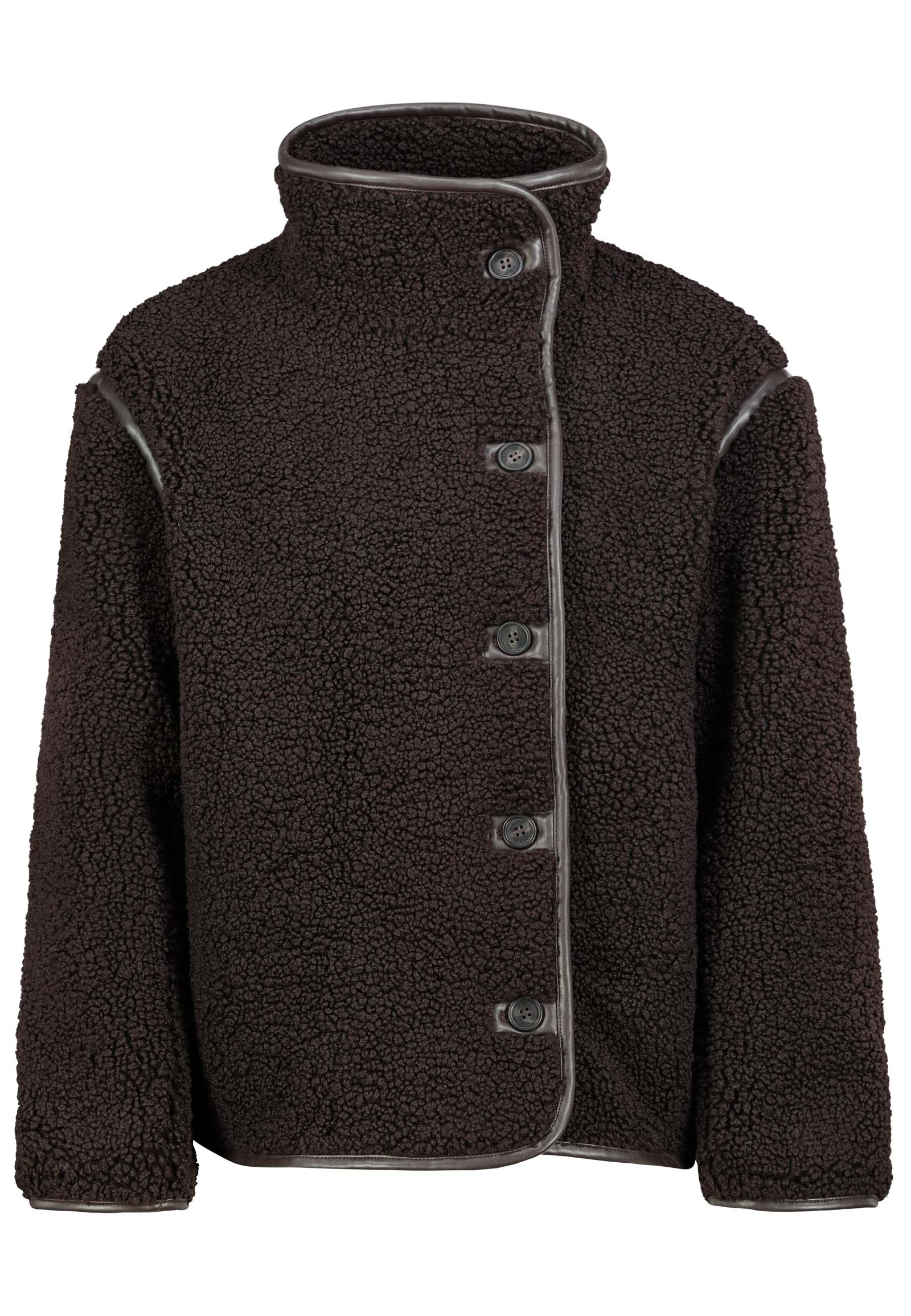 D46025XB43460A2_21400_V.jpg Teddyjacke Knopfverschluss Unifarben Modisches Design