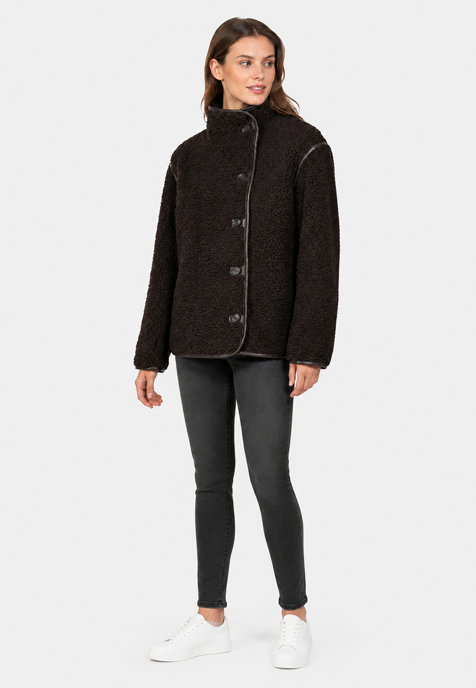 Teddyjacke Knopfverschluss Unifarben Modisches Design Teddyjacke Knopfverschluss Unifarben Modisches Design