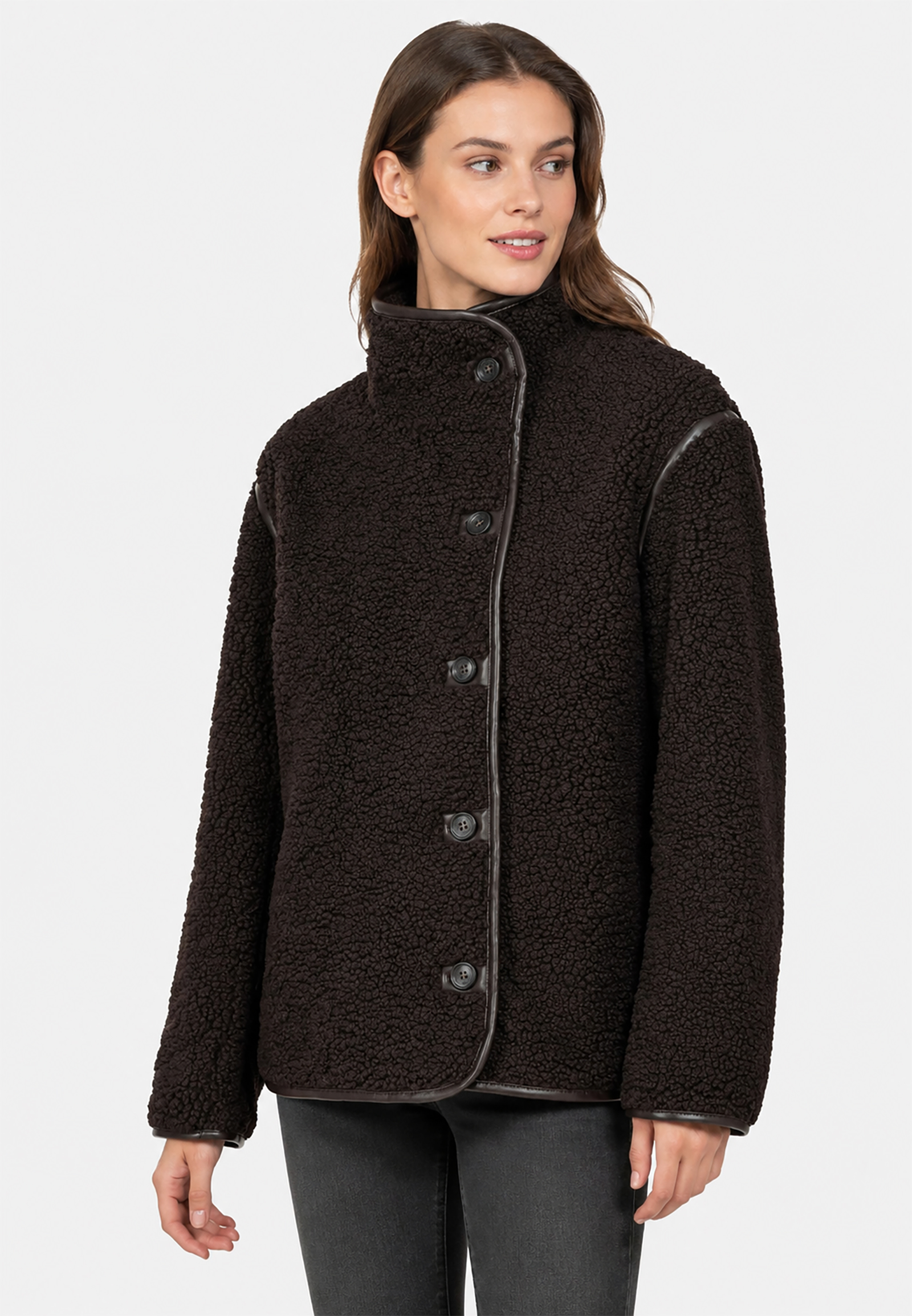 Teddyjacke Knopfverschluss Unifarben Modisches Design Teddyjacke Knopfverschluss Unifarben Modisches Design