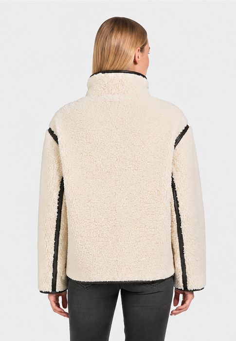 Sublevel Teddyjacke Knopfverschluss Unifarben Modisches Design – Weiß, Bild 6
