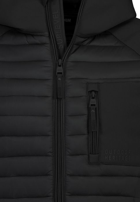 Sublevel Sublevel Modische Steppjacke Kapuze Reißverschlusstaschen – Schwarz, Bild 3