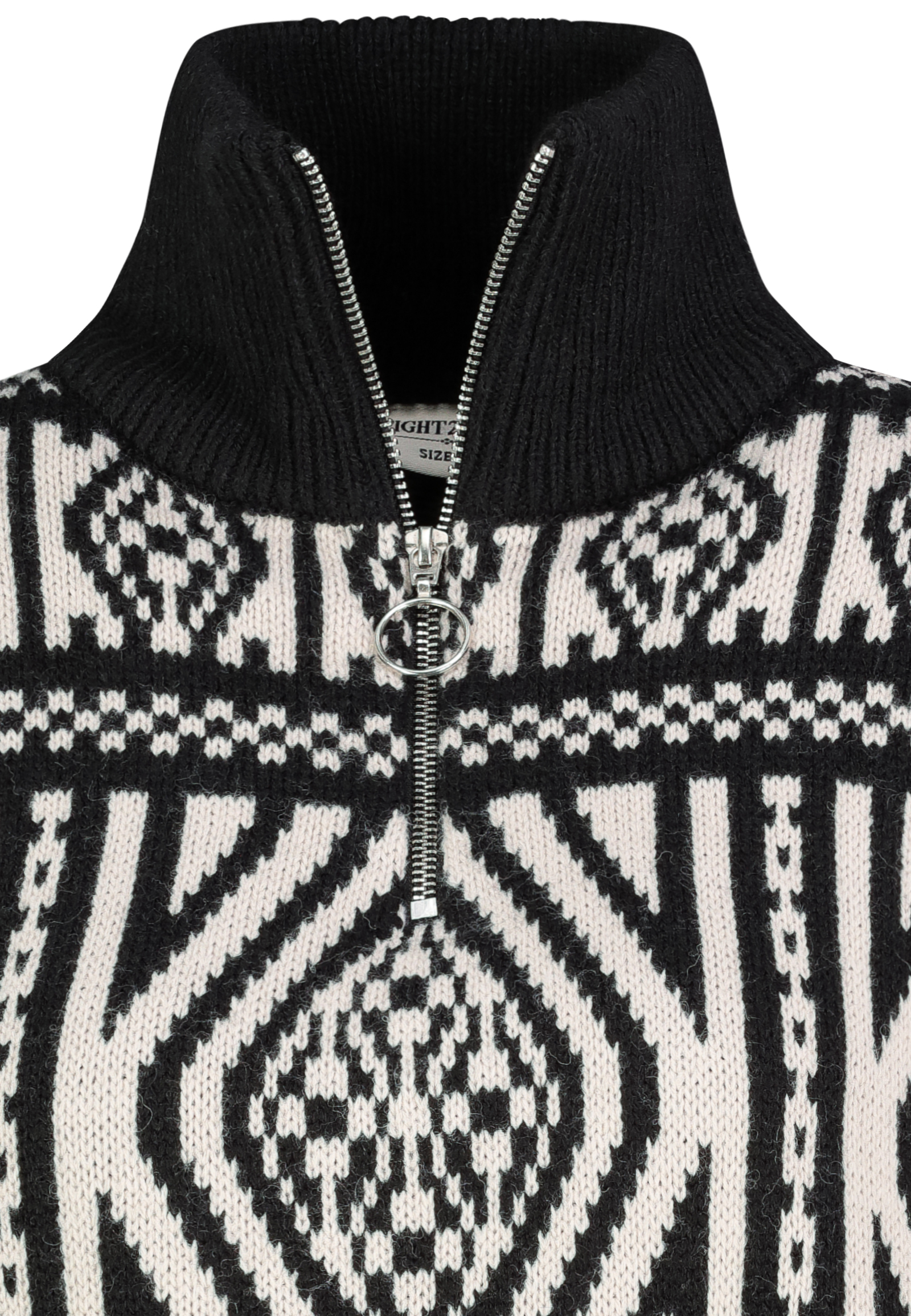 D93137AI90957A2_24000_D1.jpg Stylischer Strickpullover Stehkragen Reißverschluss