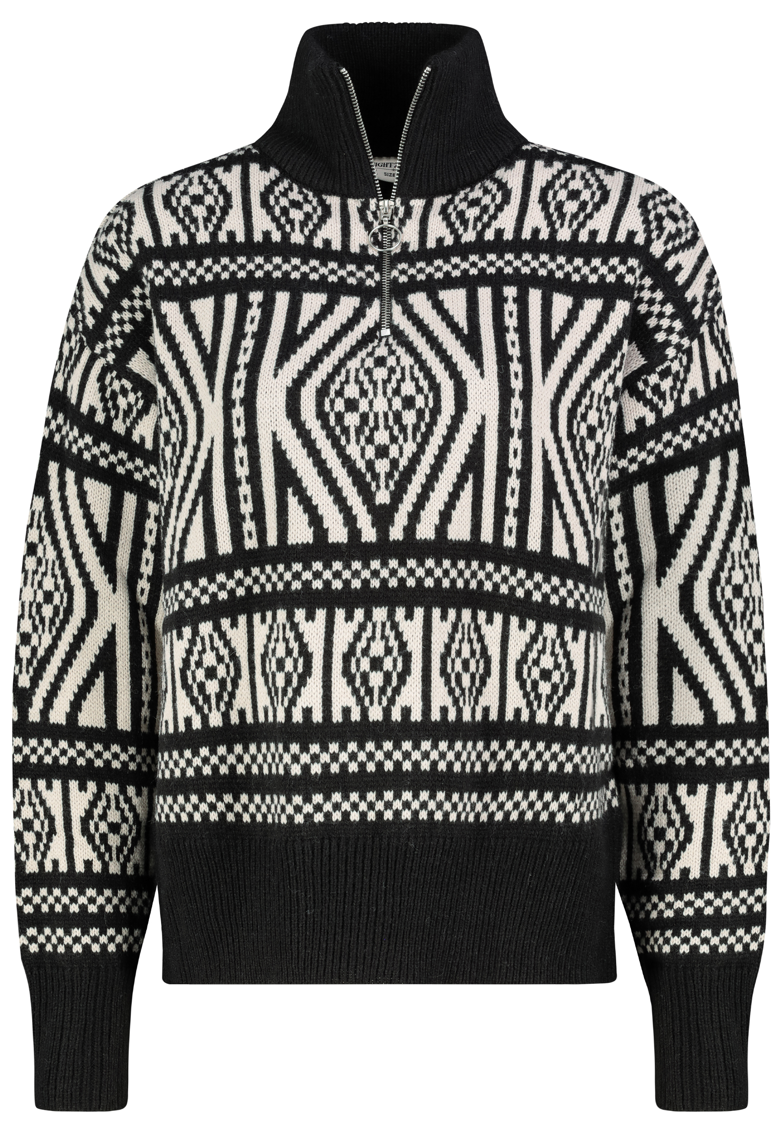D93137AI90957A2_24000_V.jpg Stylischer Strickpullover Stehkragen Reißverschluss
