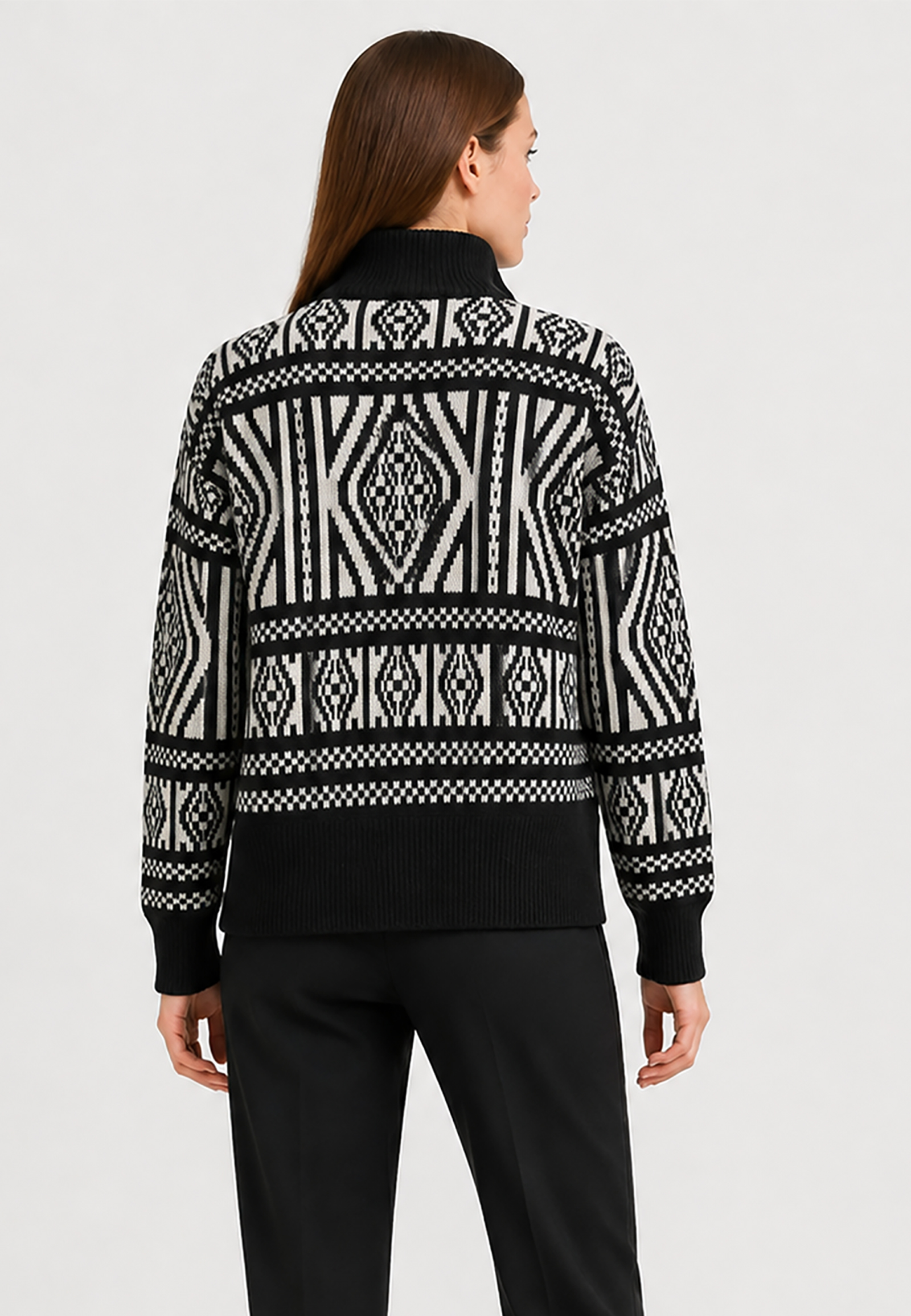 Stylischer Strickpullover Stehkragen Reißverschluss Stylischer Strickpullover Stehkragen Reißverschluss