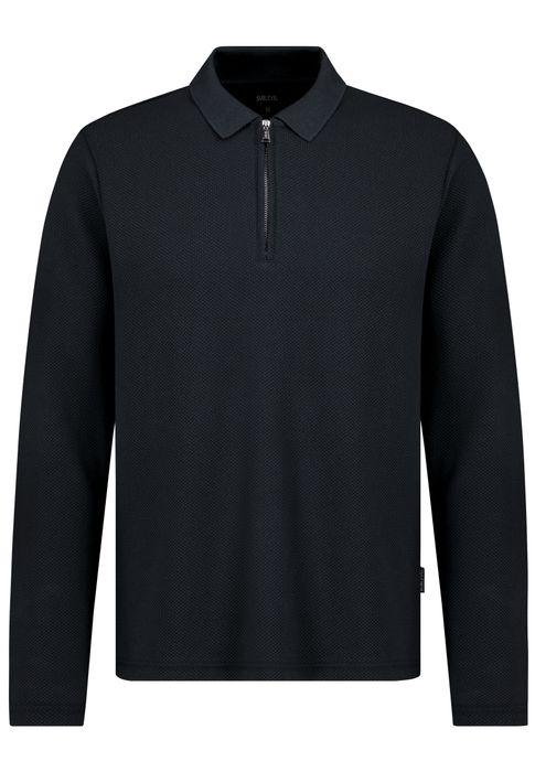 Sublevel Langärmeliges Poloshirt Reißverschluss Polokragen Casual, Farbe: Blau-2