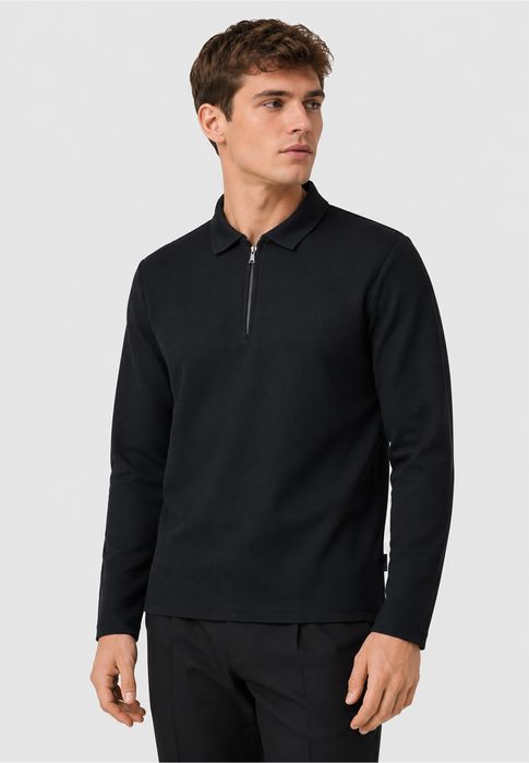 Sublevel Langärmeliges Poloshirt Reißverschluss Polokragen Casual, Farbe: Blau-2