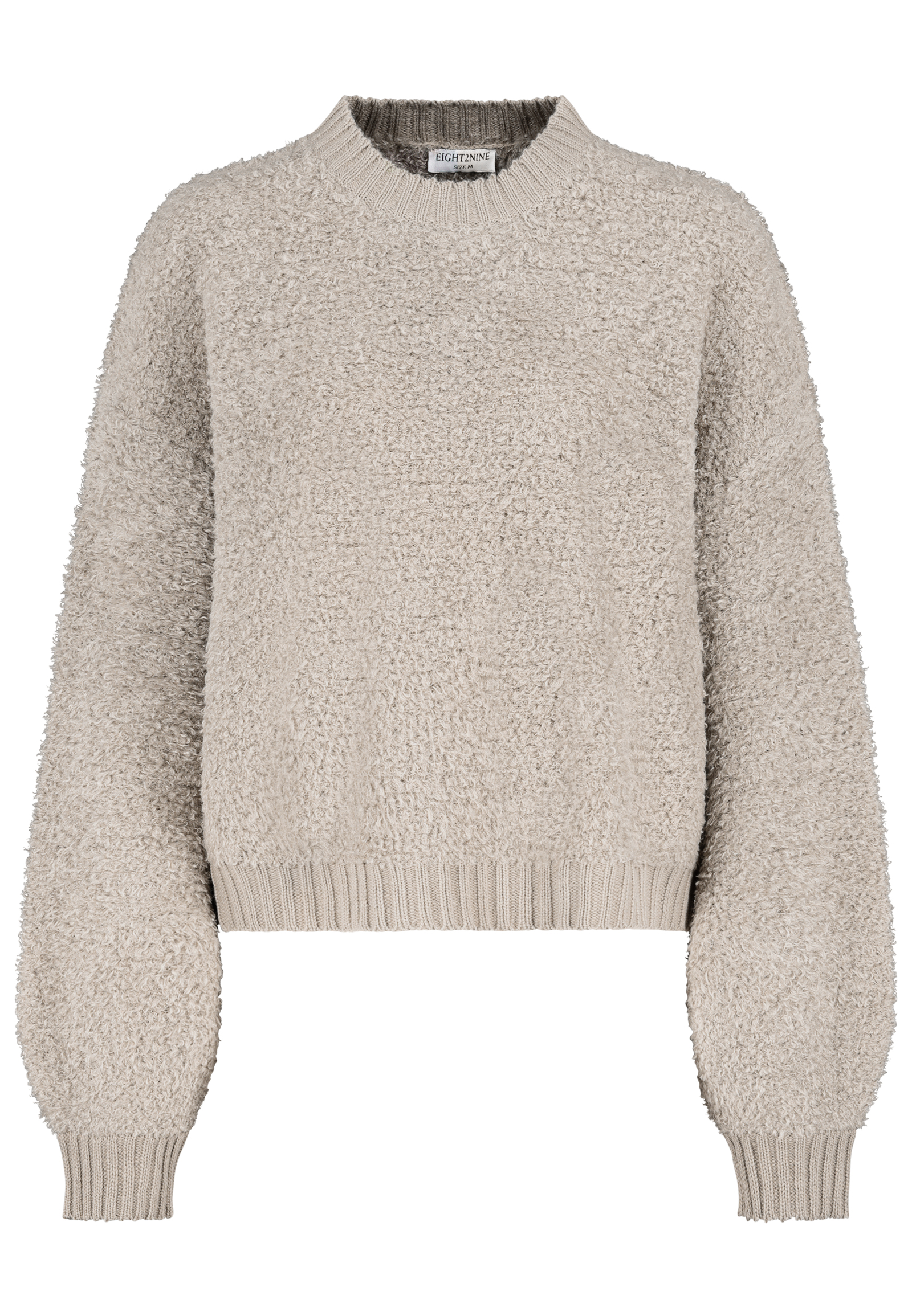D93146M90973B1NO_20400_V.jpg Strukturierter Strickpullover Rundhals Ballonärmel