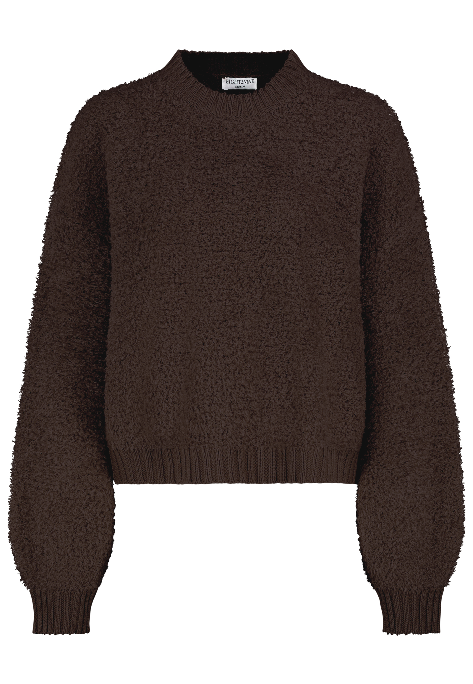 D93146M90973B2NO_21400_V.jpg Strukturierter Strickpullover Rundhals Ballonärmel