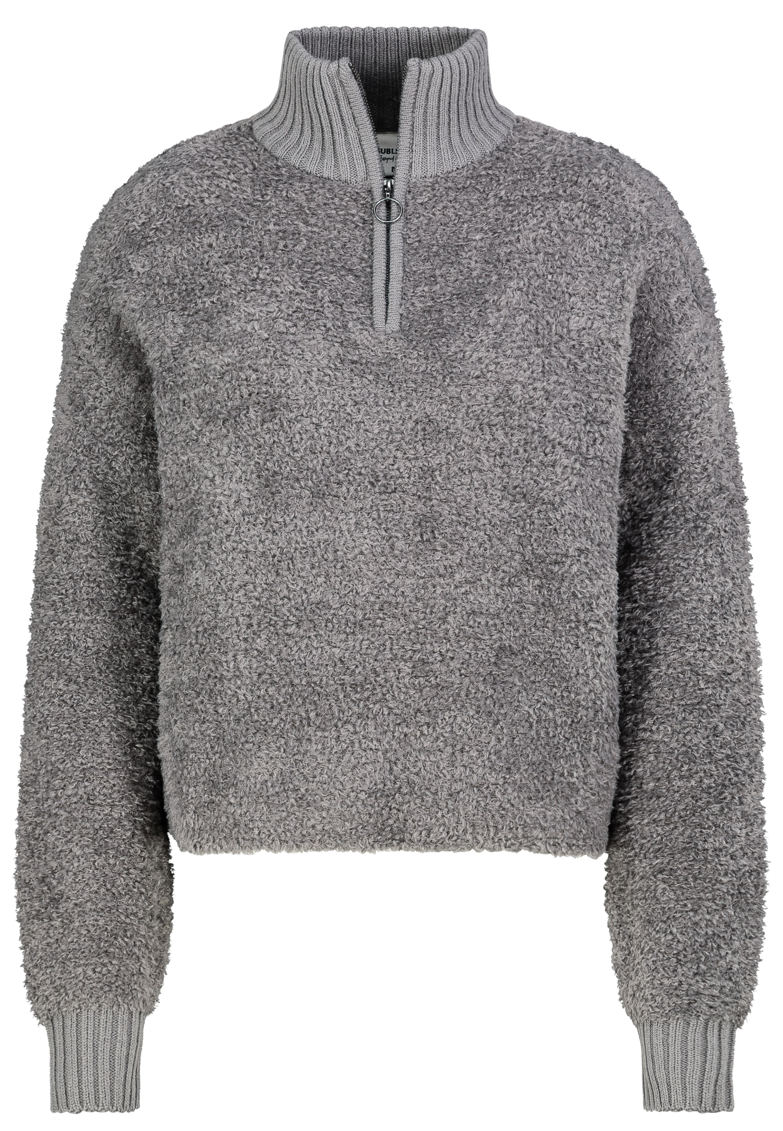 D93146M91031A2_23300_V.jpg Flauschiger Pullover Stehkragen Reißverschlussdetail