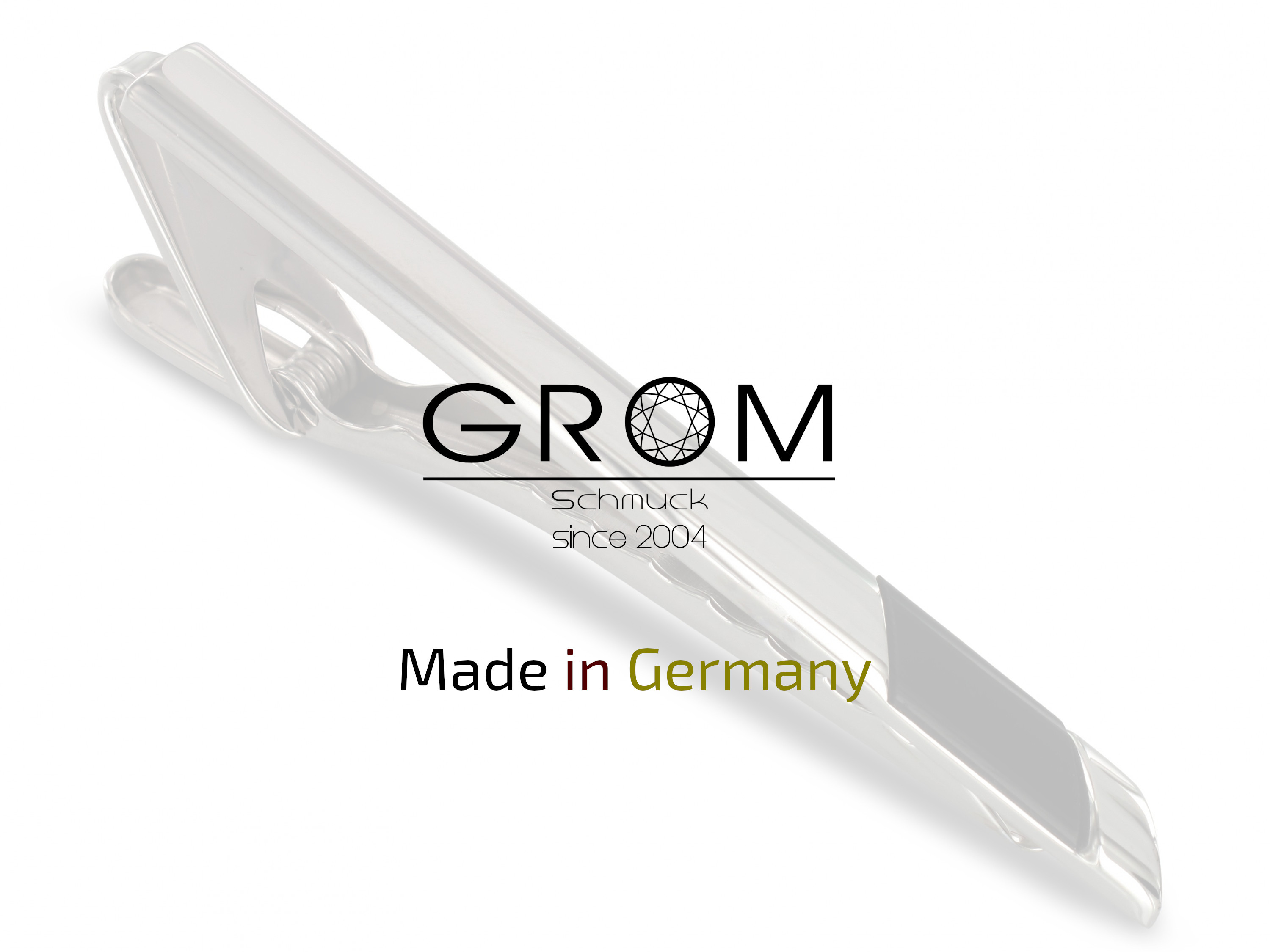 Krawattenklammer aus massivem 925er Sterling Silber mit Onyx Stein von Grom Schmuck Krawattenklammer mit Onyx Stein