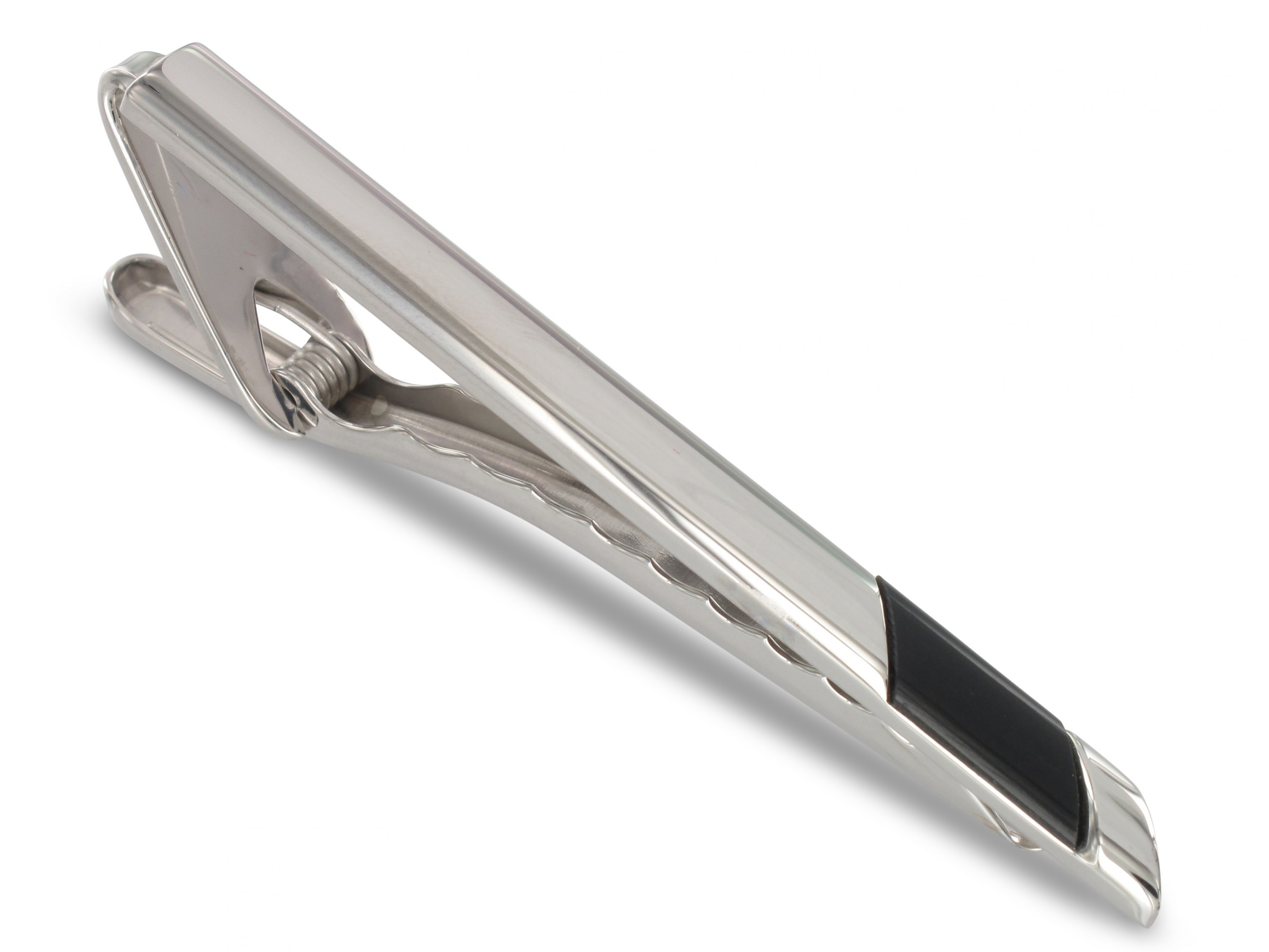 Hergestellt in Deutschland: Krawattenklammer aus massivem 925er Sterling Silber mit Onyx von Grom Schmuck Made in Germany: Krawattenklammer aus massivem 925er Sterling Silber mit Onyx-Stein von Grom Schmuck