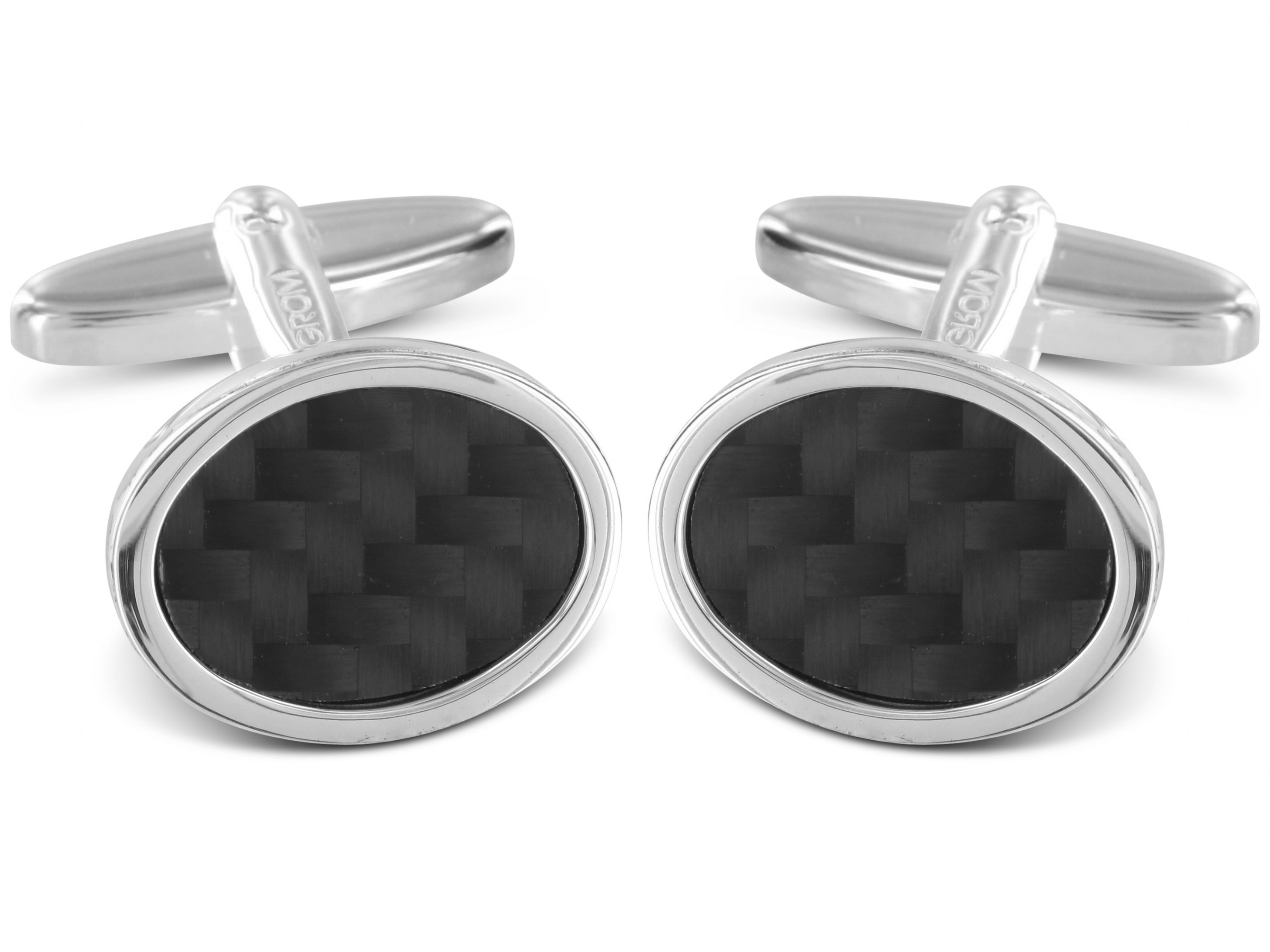 Carbon Manschettenknöpfe Silber Manschettenknöpfe mit Carboneinlage aus massivem 925er Sterling silber