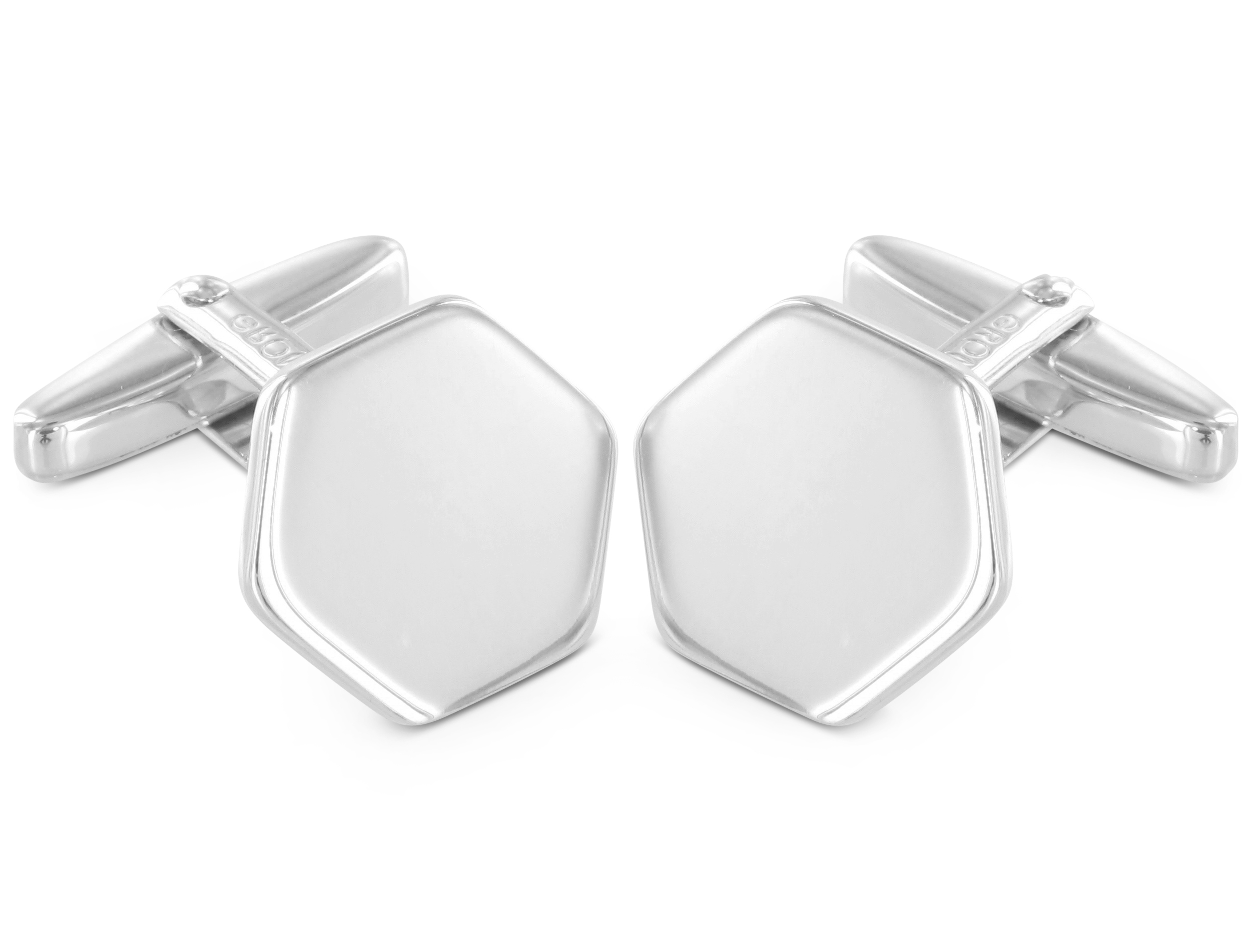 Gravur Hexagon Manschettenknöpfe 925er Sterling Silber Manschettenknöpfe Hexagon Gravur Silber
