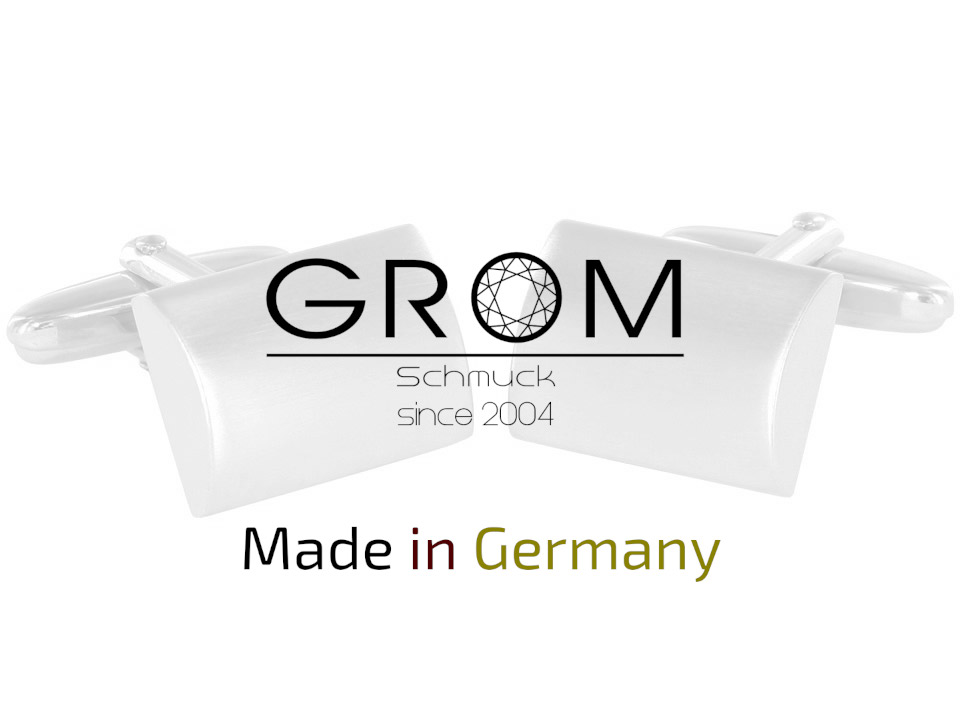 Grom Manschettenknöpfe 925er-Silber rechteckig konvex hergestellt in Deutschland Grom Schmuck Manschettenknöpfe 925er Sterling Silber made in Germany