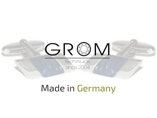 Manschettenknöpfe mit Kaltemaileinlage aus 925er Sterling Silber hergestellt in Deutschland Made in Germany: Grom Schmuck-Manschettenknöpfe mit Kaltemaileinlage Silber