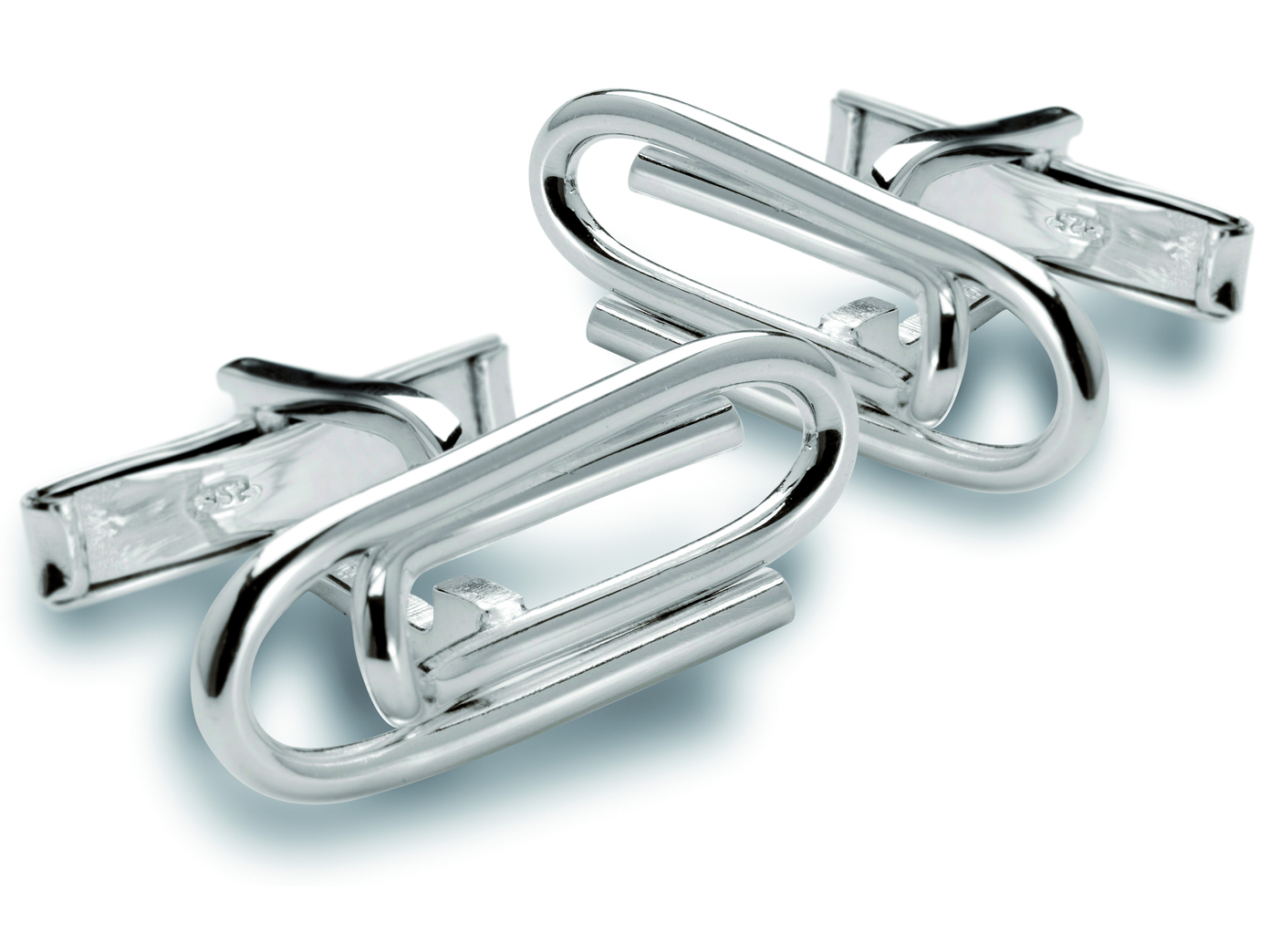 Einzigartige Manschettenknöpfe in Büroklammerform aus 925er Sterling Silber Moderne Manschettenknöpfe in Büroklammerform aus 925er Sterling Silber