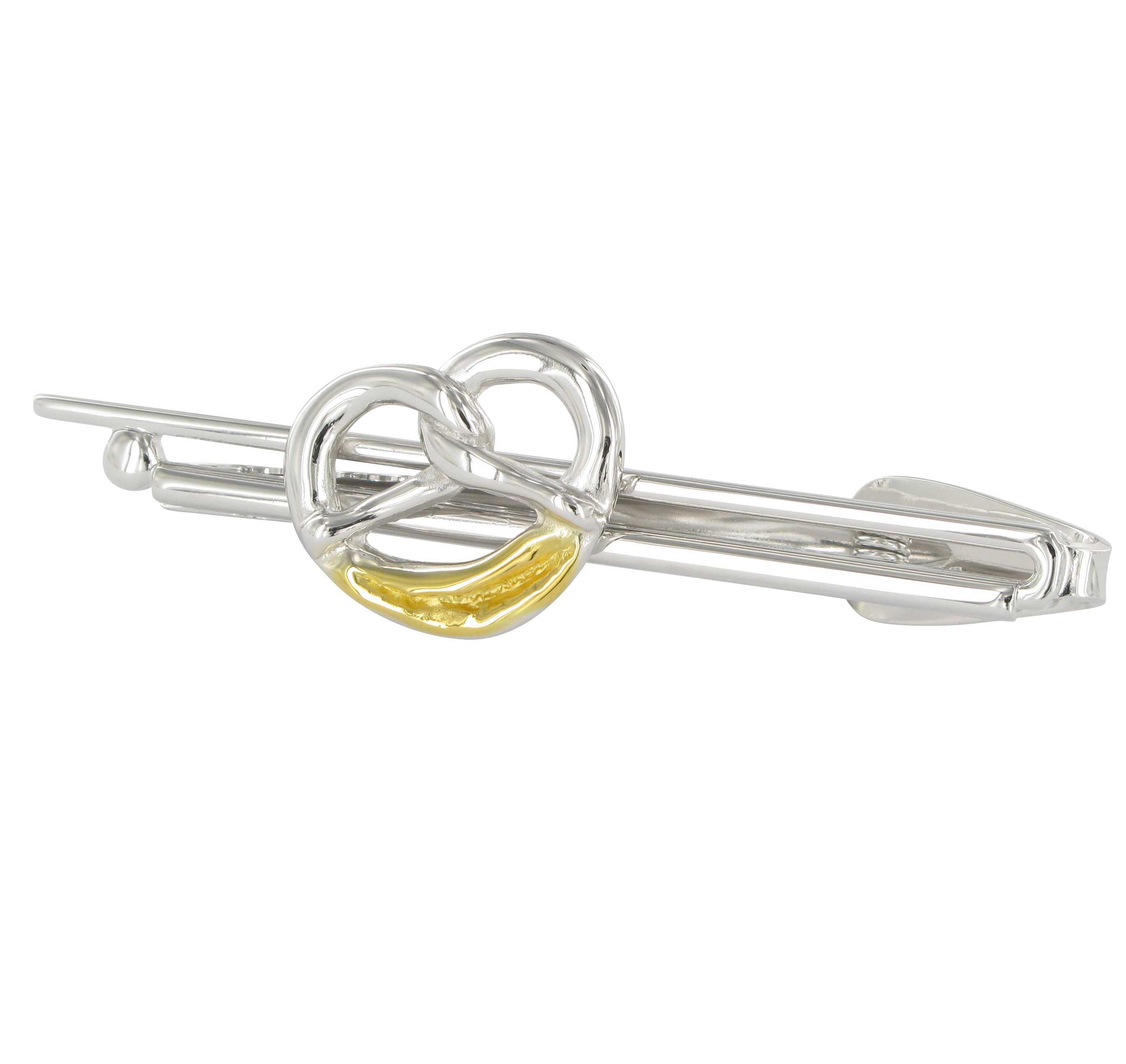 Krawattennadel mit Desing Brezel Silber Golden Krawattennadel Motiv Brezel Silber Golden