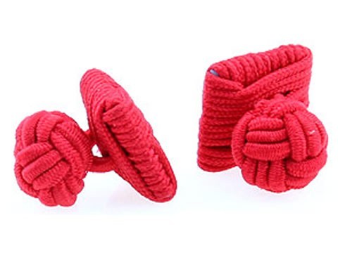 Dezente Manschettenknöpfe Seidenknoten rot Schlichte Manschettenknöpfe Seidenknoten rot
