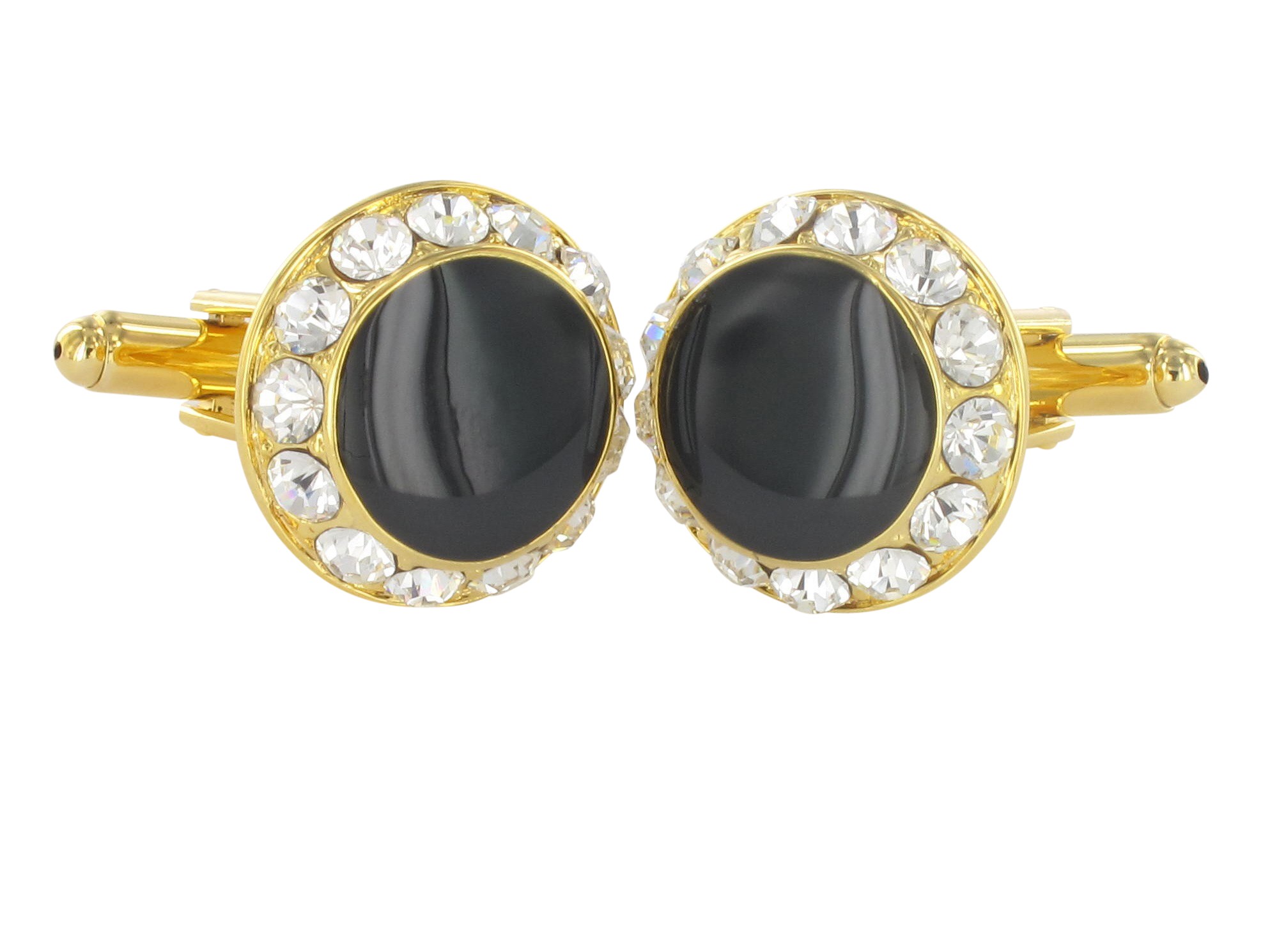 Manschettenknöpfe vergoldet Onyx-Look Zirkonia TEROON Manschettenknöpfe