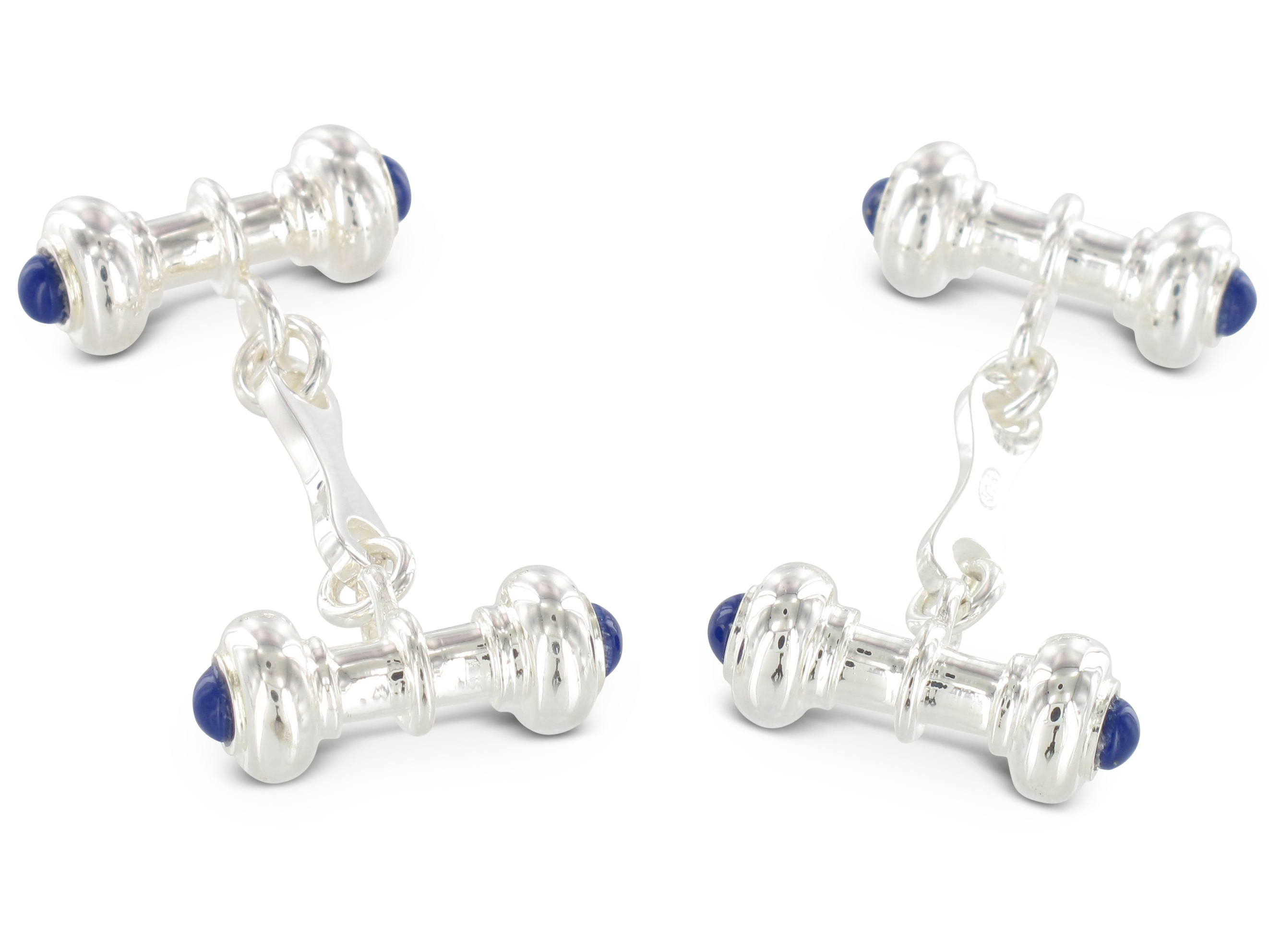Manschettenknöpfe mit blauer Lapis-Einlage aus 925er Sterling Silber Manschettenknöpfe mit blauem Lapis aus echtem Silber