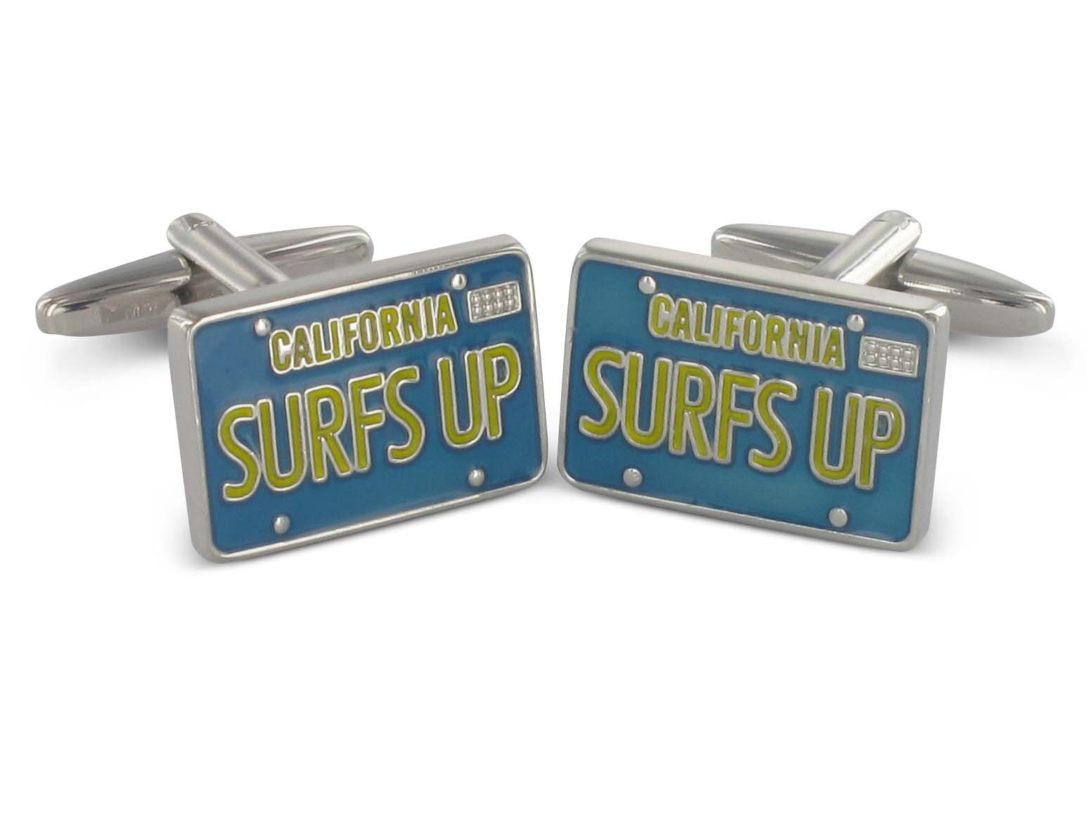 Ausgefallene California Surfes Up Manschettenknöpfe Modische Surfer Manschettenknöpfe mit Surf up Motiv