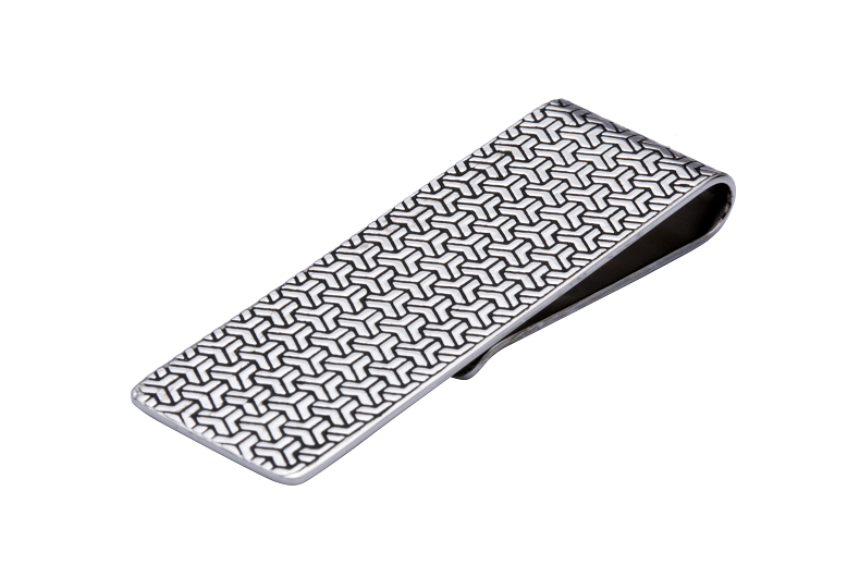 Modische Geldklammer mit Muster in Silber Geldscheinklammer 925er Sterling Silber