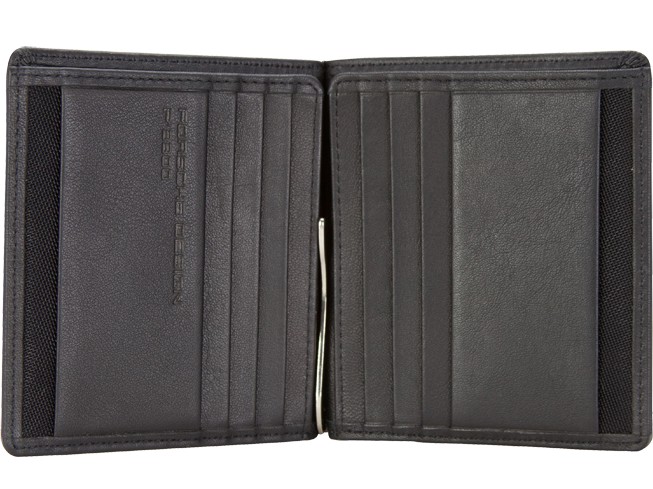 Elegante schwarze Leder Brieftasche mit mehreren Kreditkartenfächern Schöne schwarze Leder Brieftasche