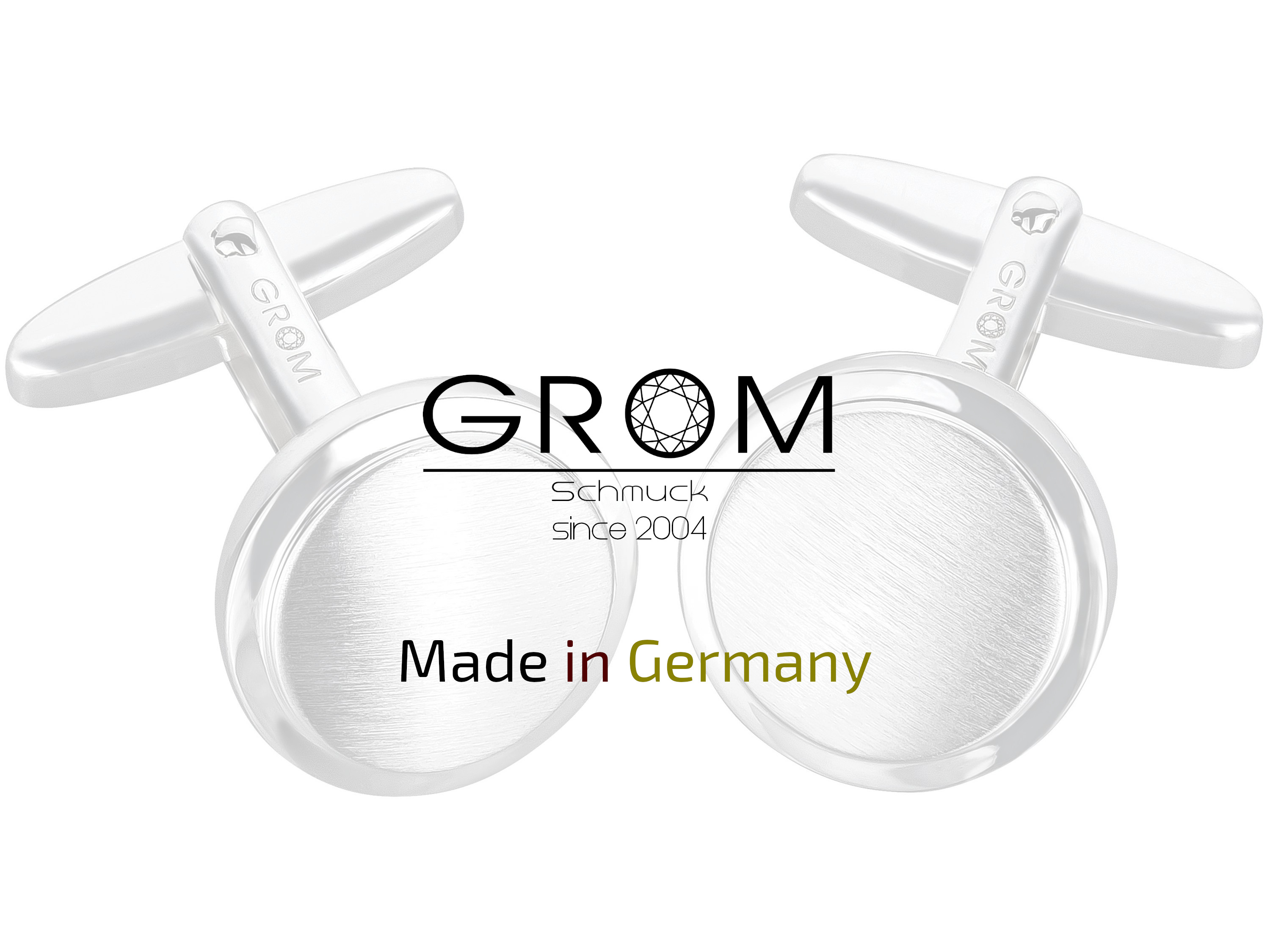 Gravur Manschettenknöpfe gebürstet Silber – Hergestellt in Deutschland Grom Schmuck Silber Manschettenknöpfe matt Made in Germany