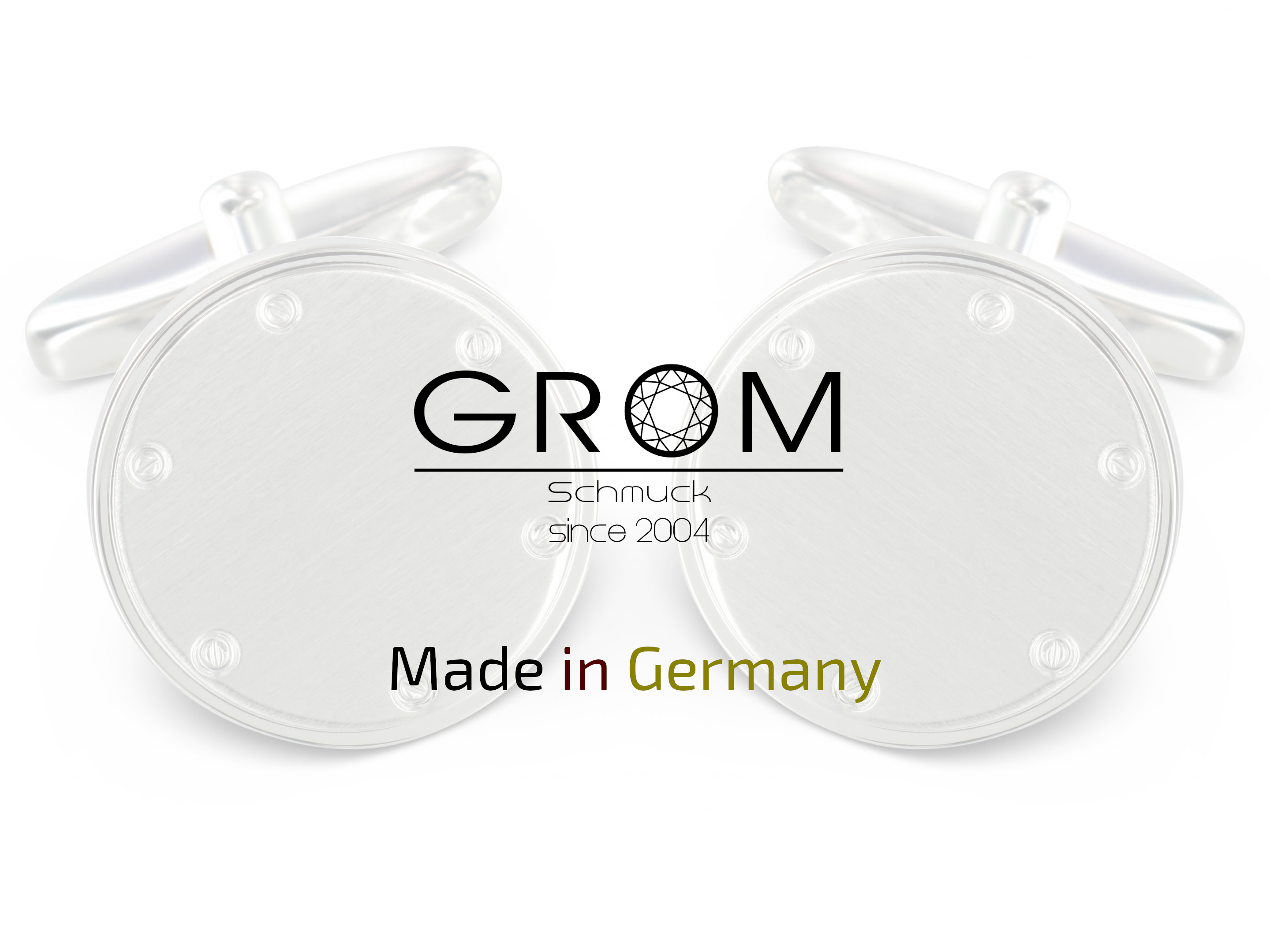 Manschettenknöpfe gebürstet mit Nietenmuster Silber – Hergestellt in Deutschland Grom Schmuck Made in Germany Manschettenknöpfe gebürstet mit Nietenmuster Silber