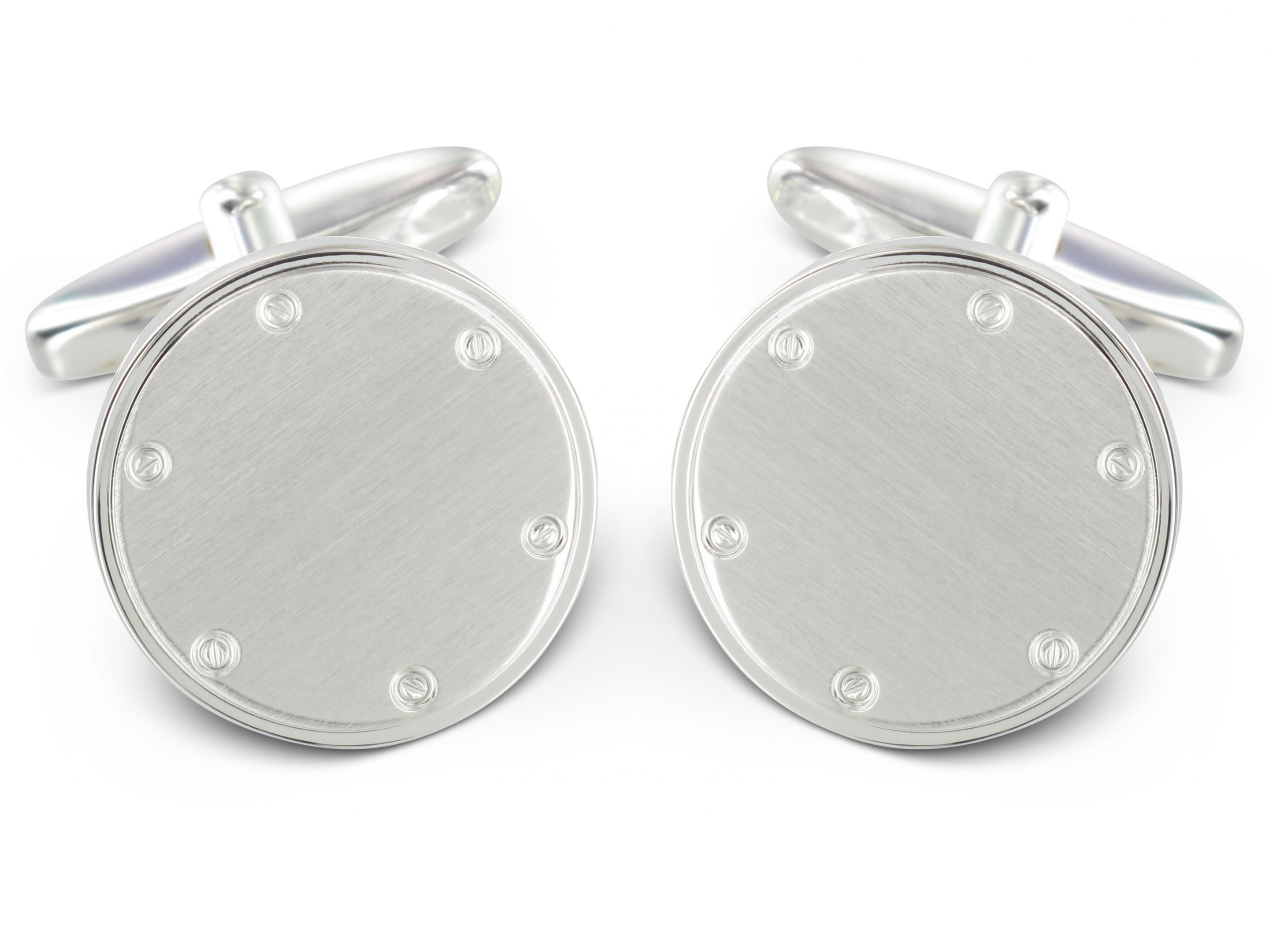 Gravur Manschettenknöpfe Nietenmuster 925er Sterling Silber Gravur Manschettenknöpfe gebürstet mit Nietenmuster Silber