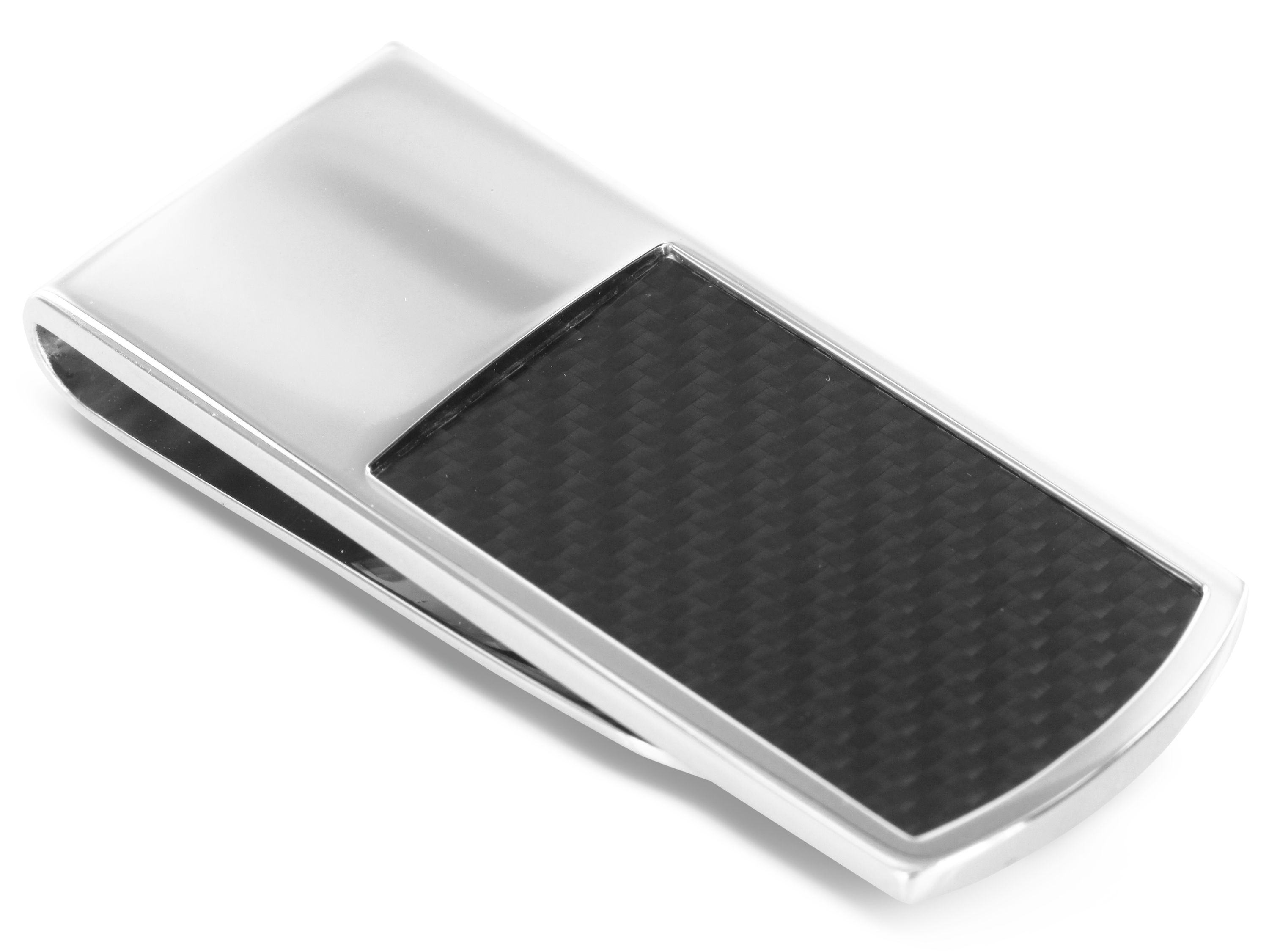 Hochwertige Geldscheinklammer aus massivem 925er Sterling Silber mit Cabon von Grom Schmuck Edle silberne Geldscheinklammer mit Carbon von Grom Schmuck