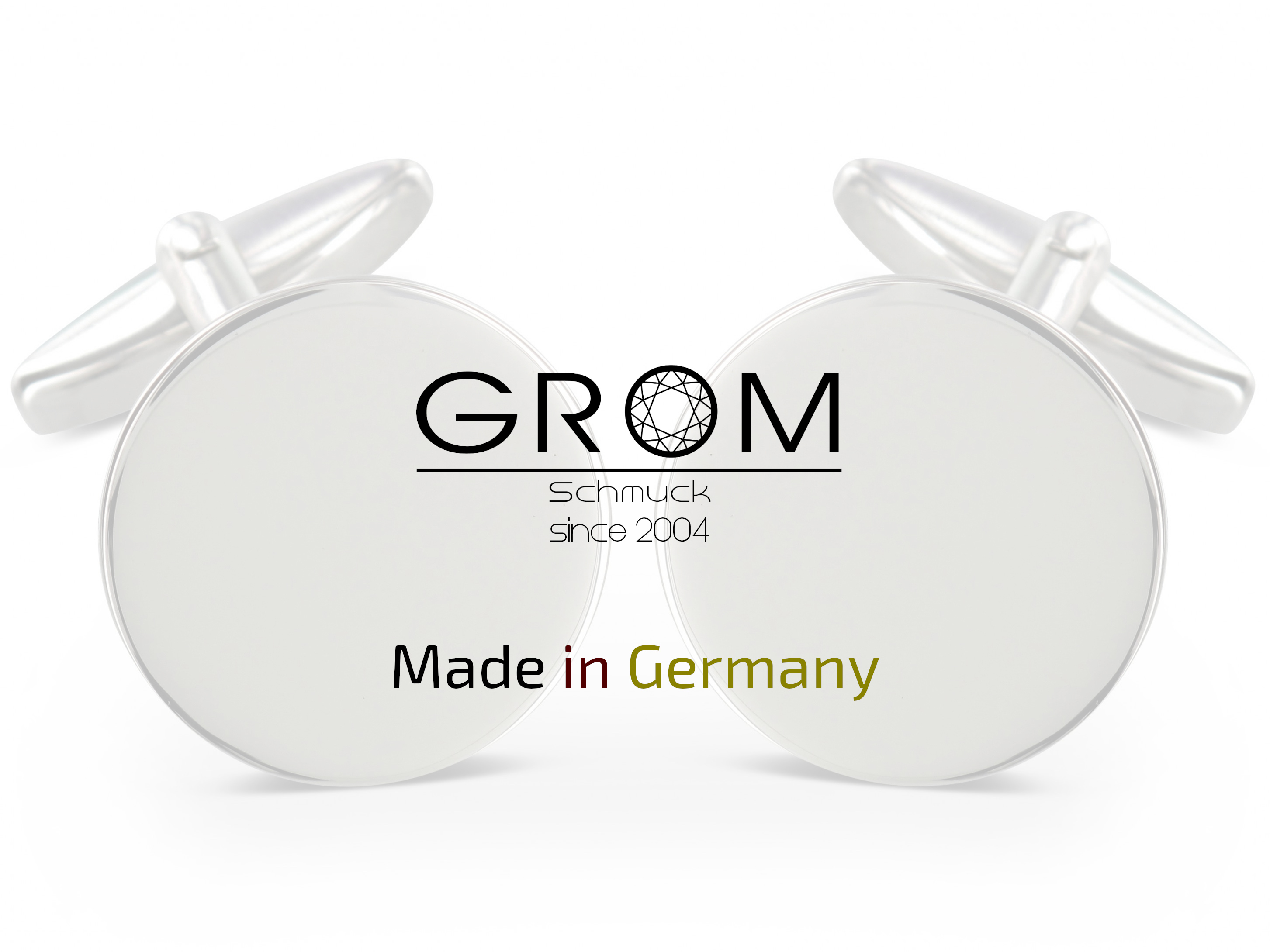 Grom Schmuck Made in Germany runde Manschettenknöpfe 333er Weißgold Manschettenknöpfe 333er rund Weißgold – Hergestellt in Deutschland