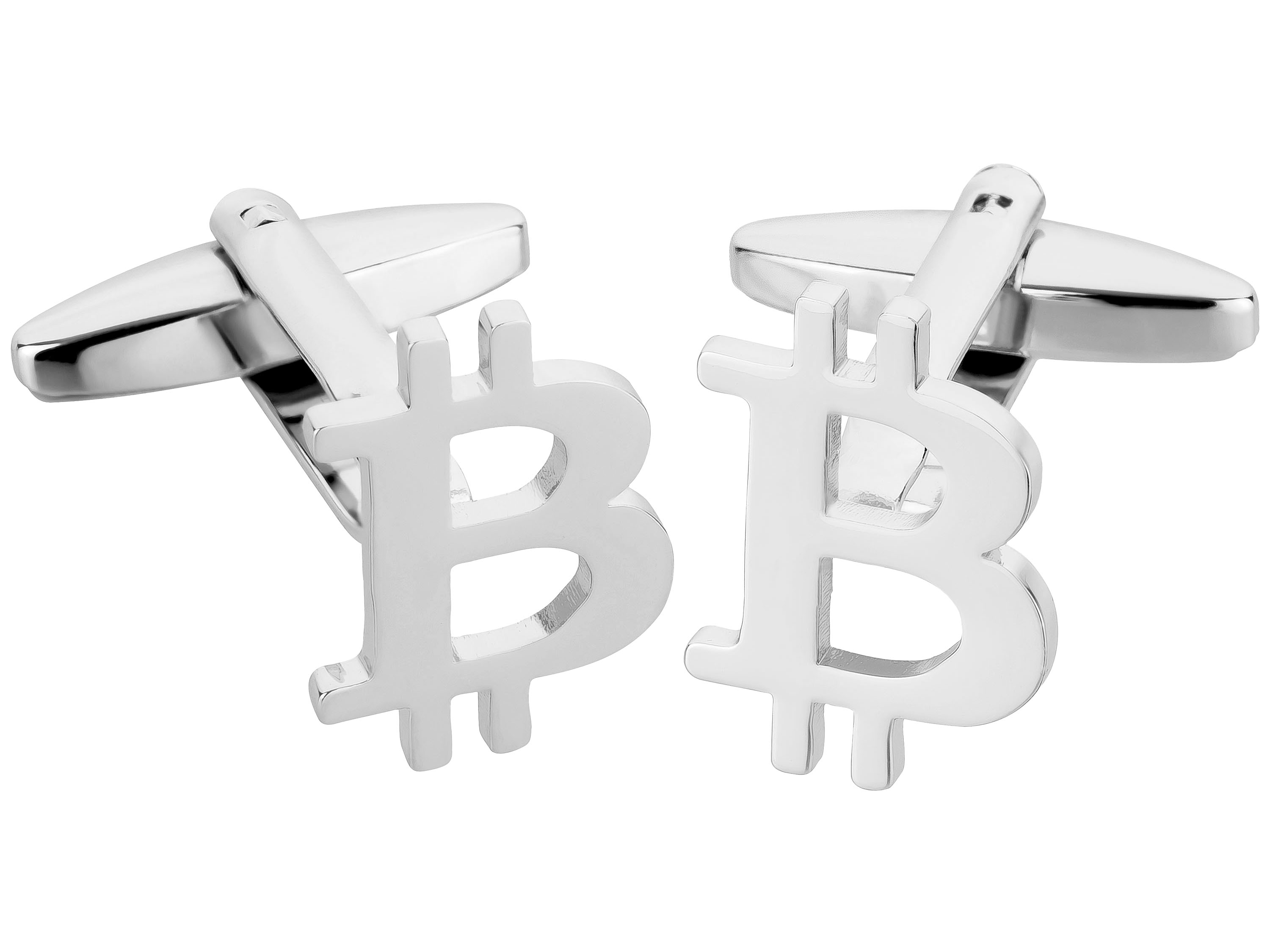 TEROON Manschettenknöpfe Bitcoin silberfarben TEROON Manschettenknöpfe Bitcoin silberfarben