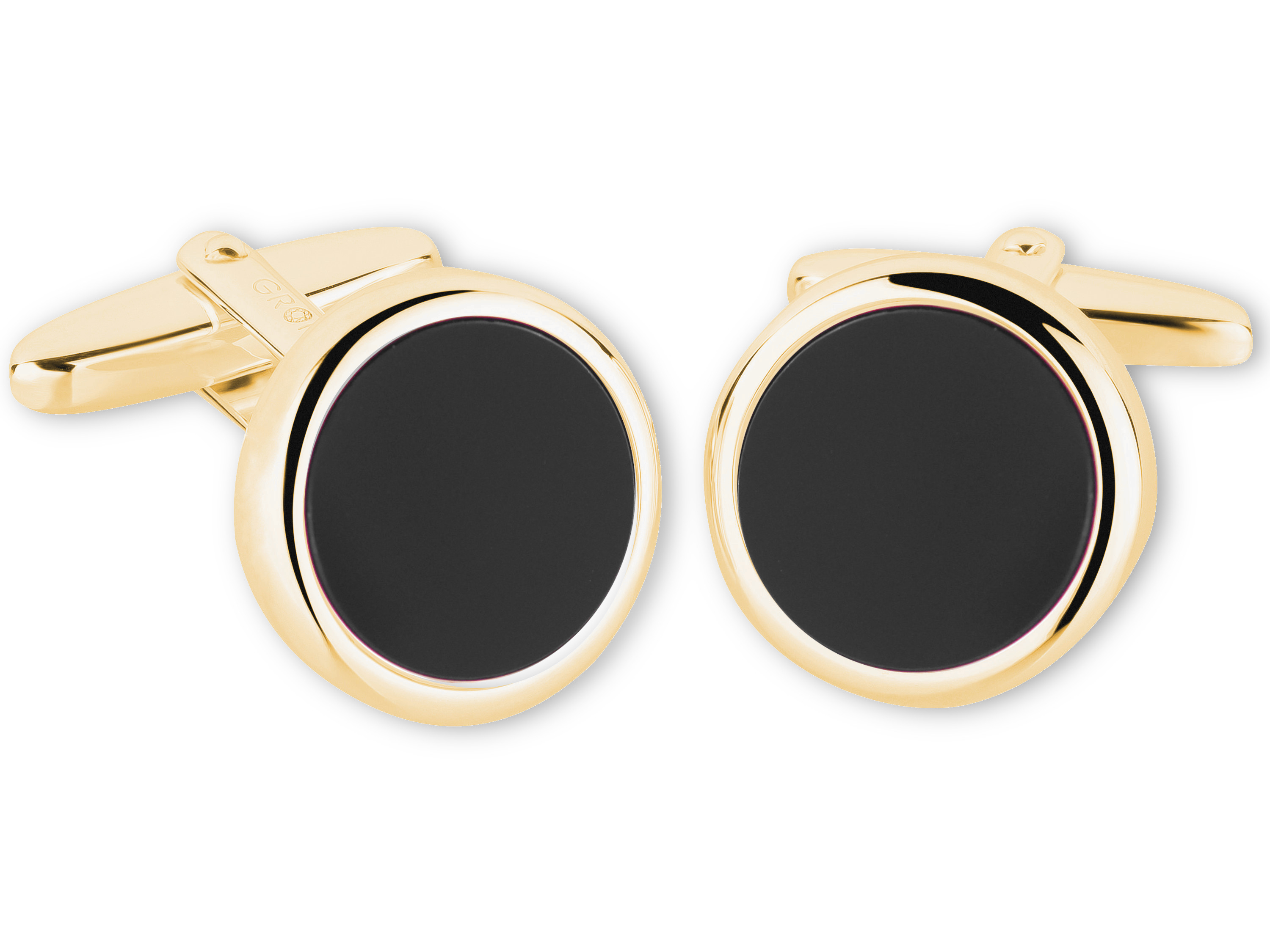 Grom Schmuck Manschettenknöpfe "Prestigious I" gelbgold-vergoldet schwarze Onyx-Einlage Grom Schmuck Manschettenknöpfe "Prestigious I" vergoldet Onyx-Einlage Schwarz