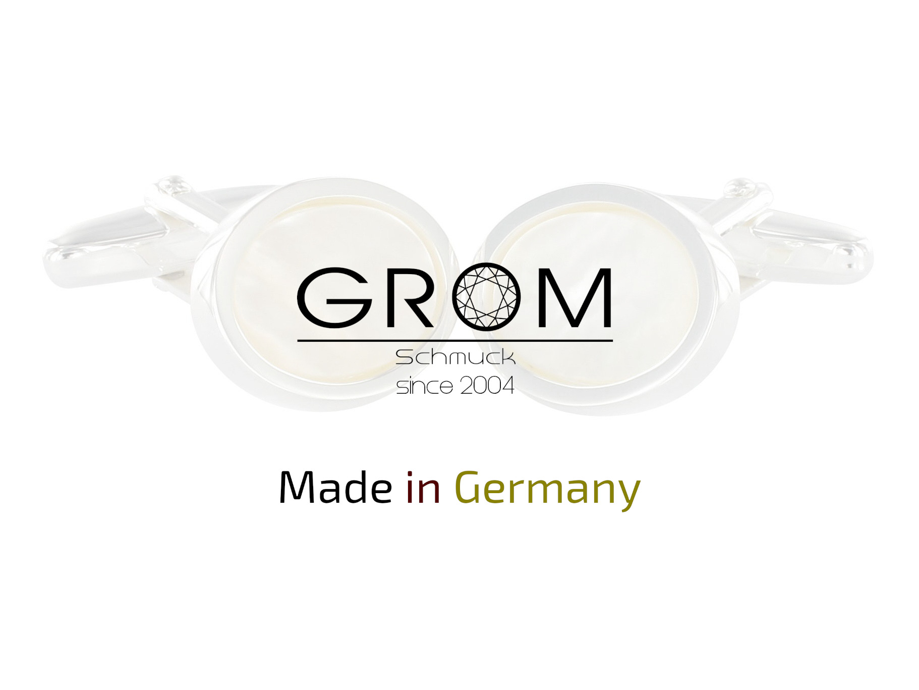 Manschettenknöpfe Perlmutt-Einlage 925er Sterling Silber von Grom Schmuck hergestellt in Deutschland Made in Germany: Manschettenknöpfe Perlmutt-Einlage 925er Sterling Silber von Grom Schmuck